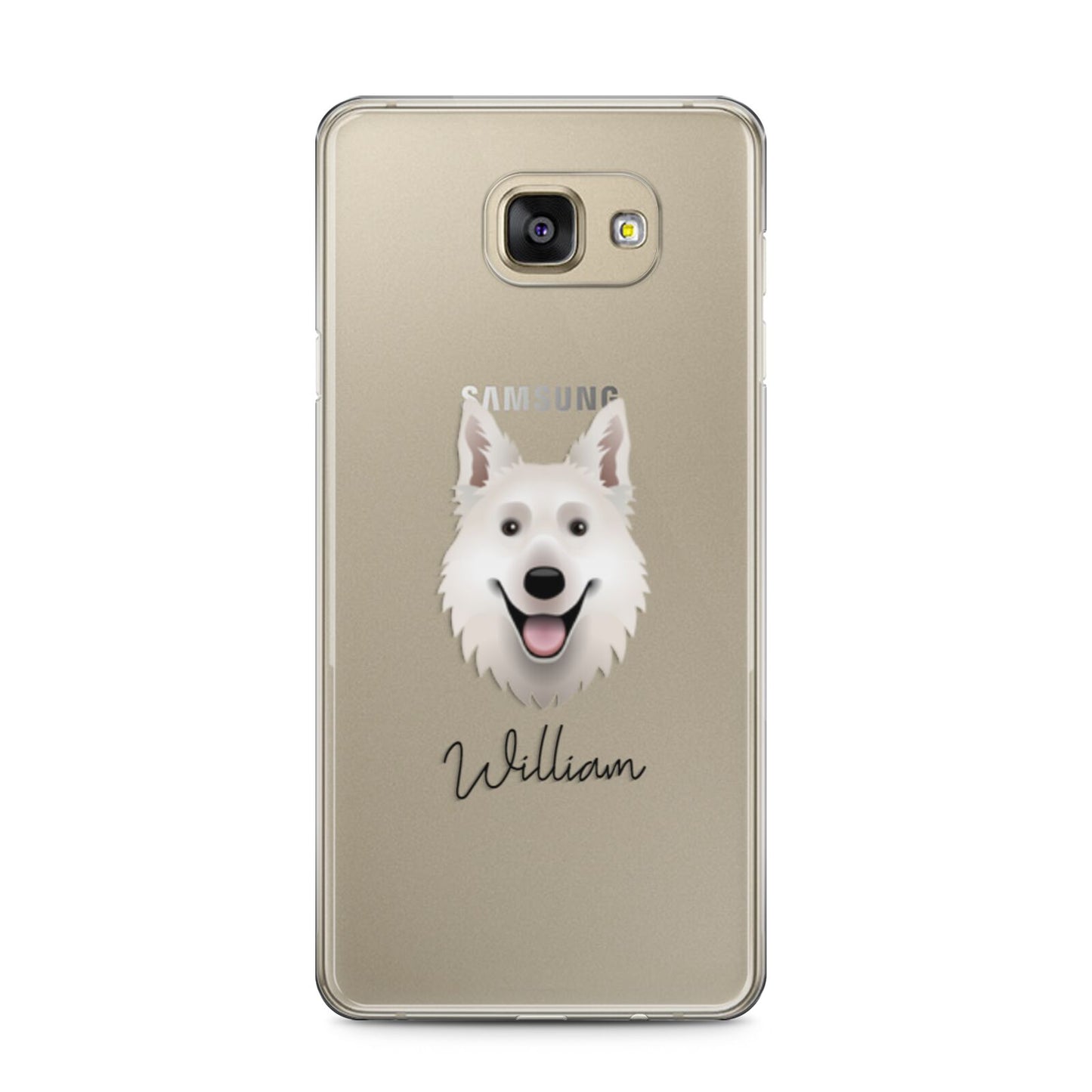 White Swiss Shepherd Dog Personalised Samsung Galaxy A5 2016 Case on gold phone