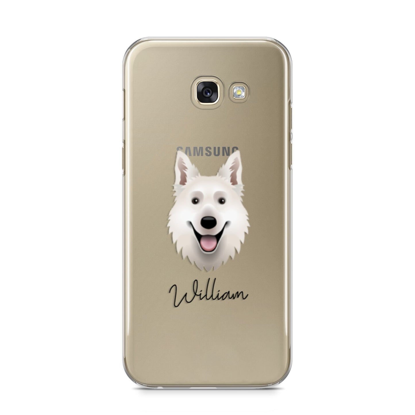 White Swiss Shepherd Dog Personalised Samsung Galaxy A5 2017 Case on gold phone