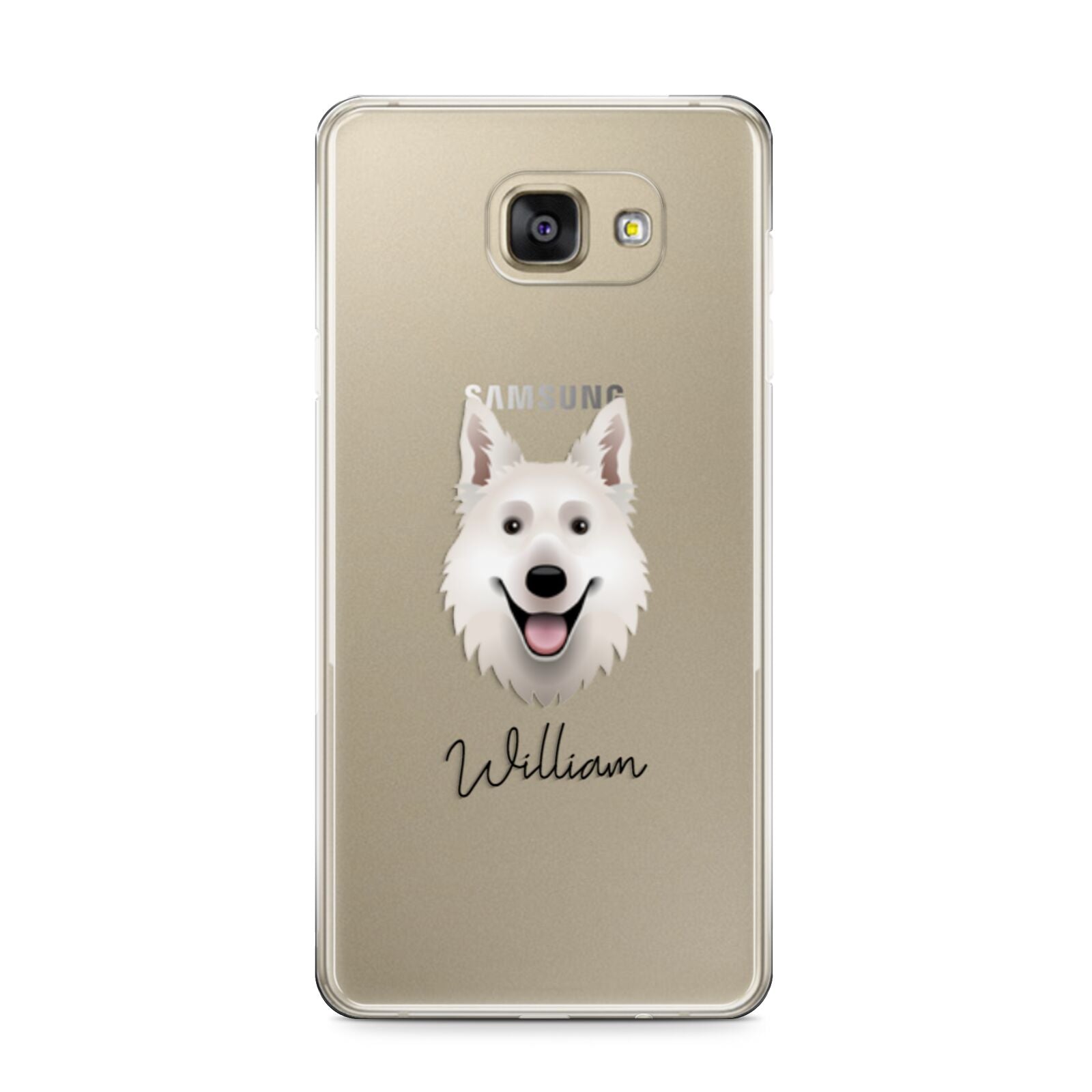 White Swiss Shepherd Dog Personalised Samsung Galaxy A9 2016 Case on gold phone