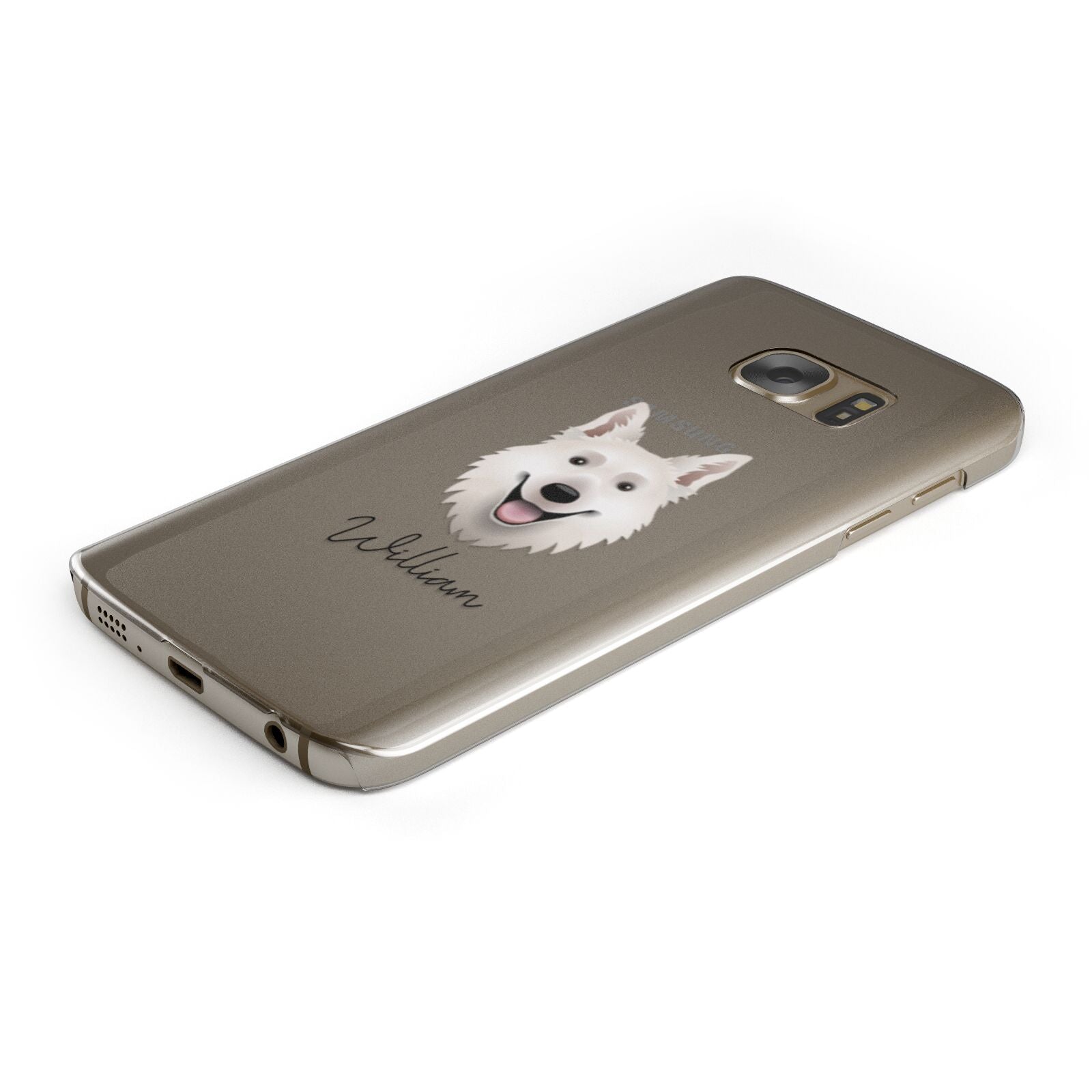 White Swiss Shepherd Dog Personalised Samsung Galaxy Case Bottom Cutout