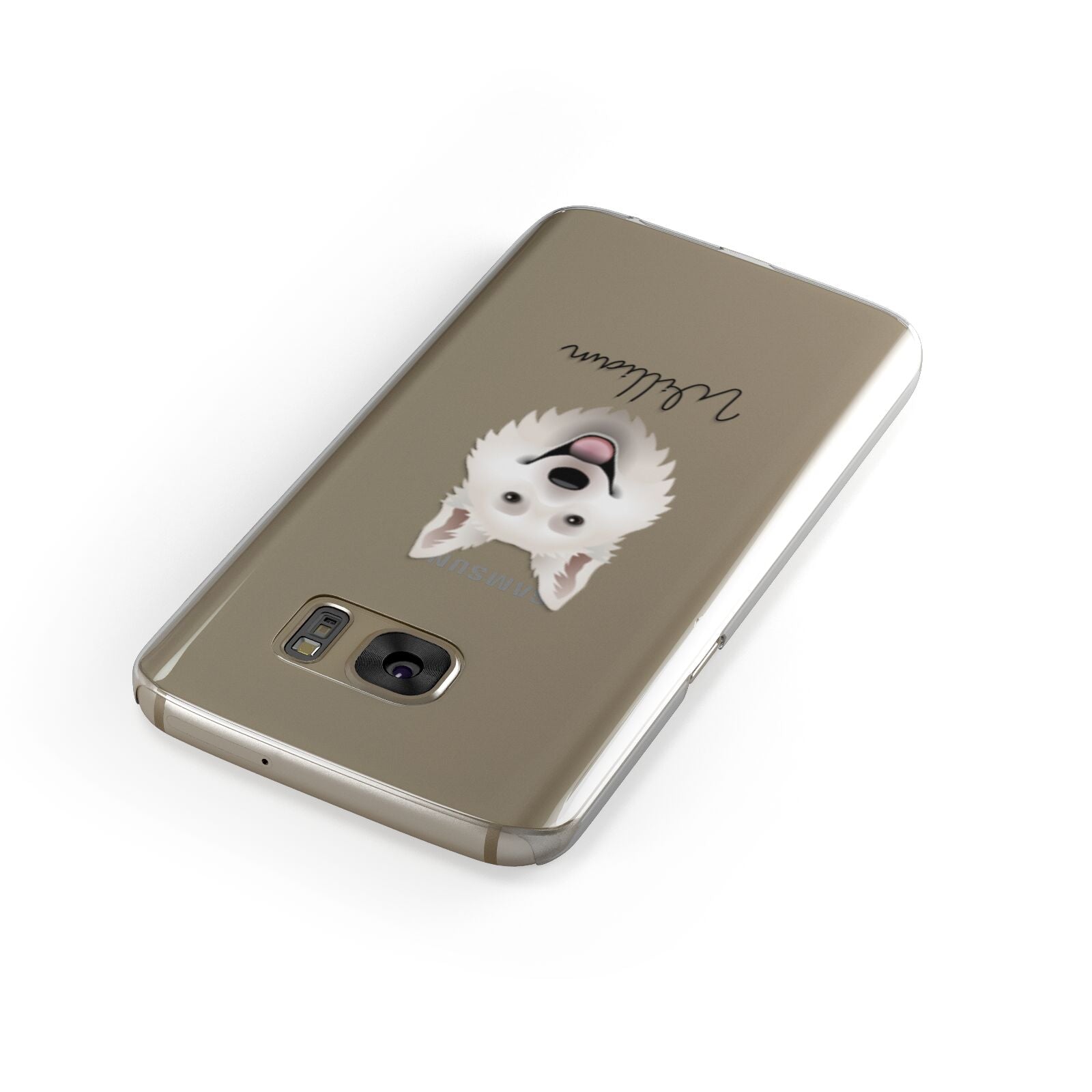 White Swiss Shepherd Dog Personalised Samsung Galaxy Case Front Close Up