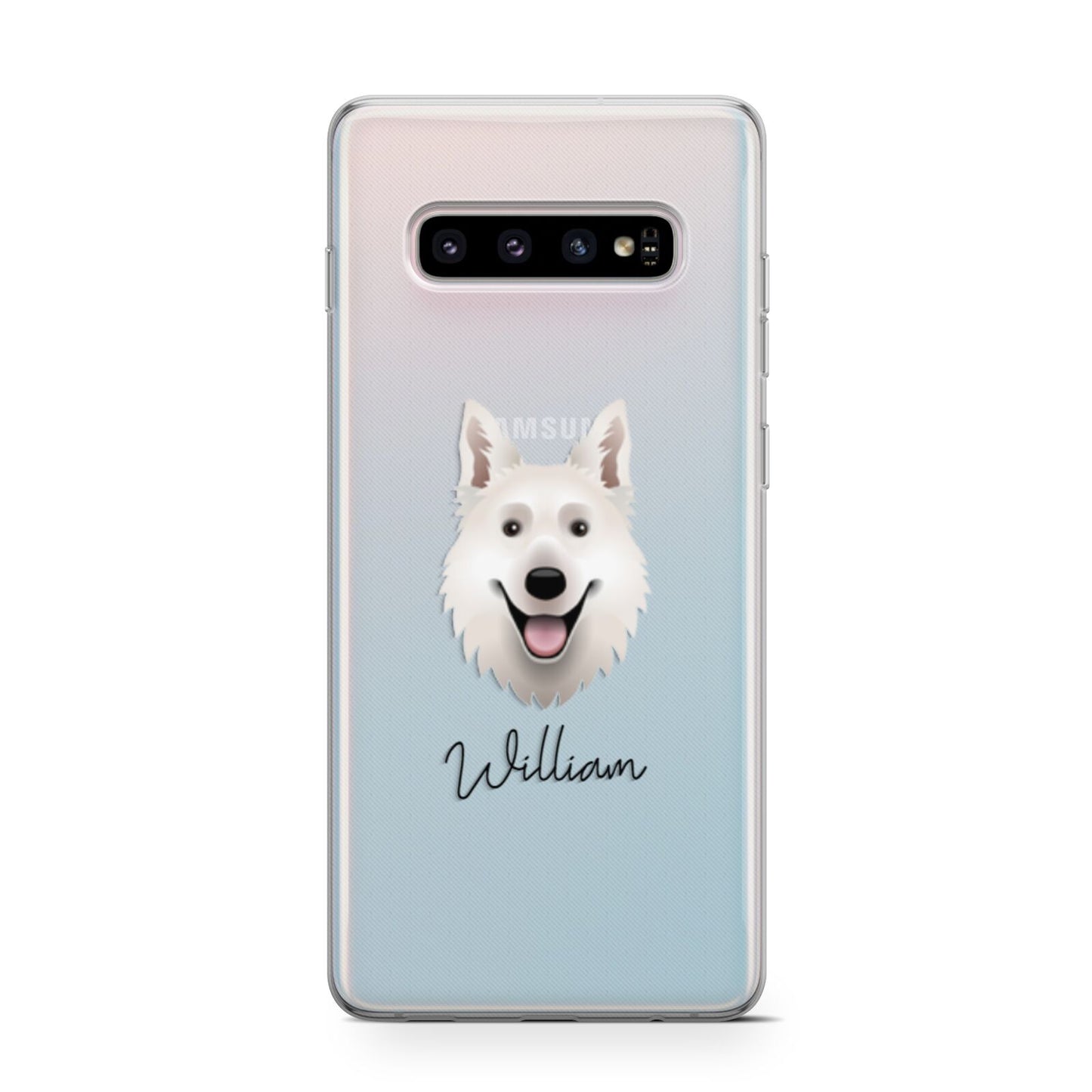 White Swiss Shepherd Dog Personalised Samsung Galaxy S10 Case