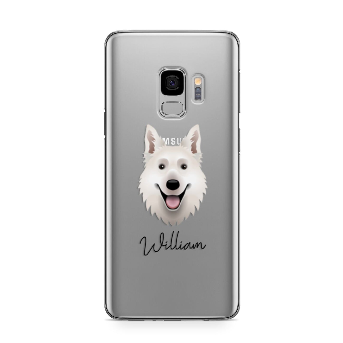 White Swiss Shepherd Dog Personalised Samsung Galaxy S9 Case