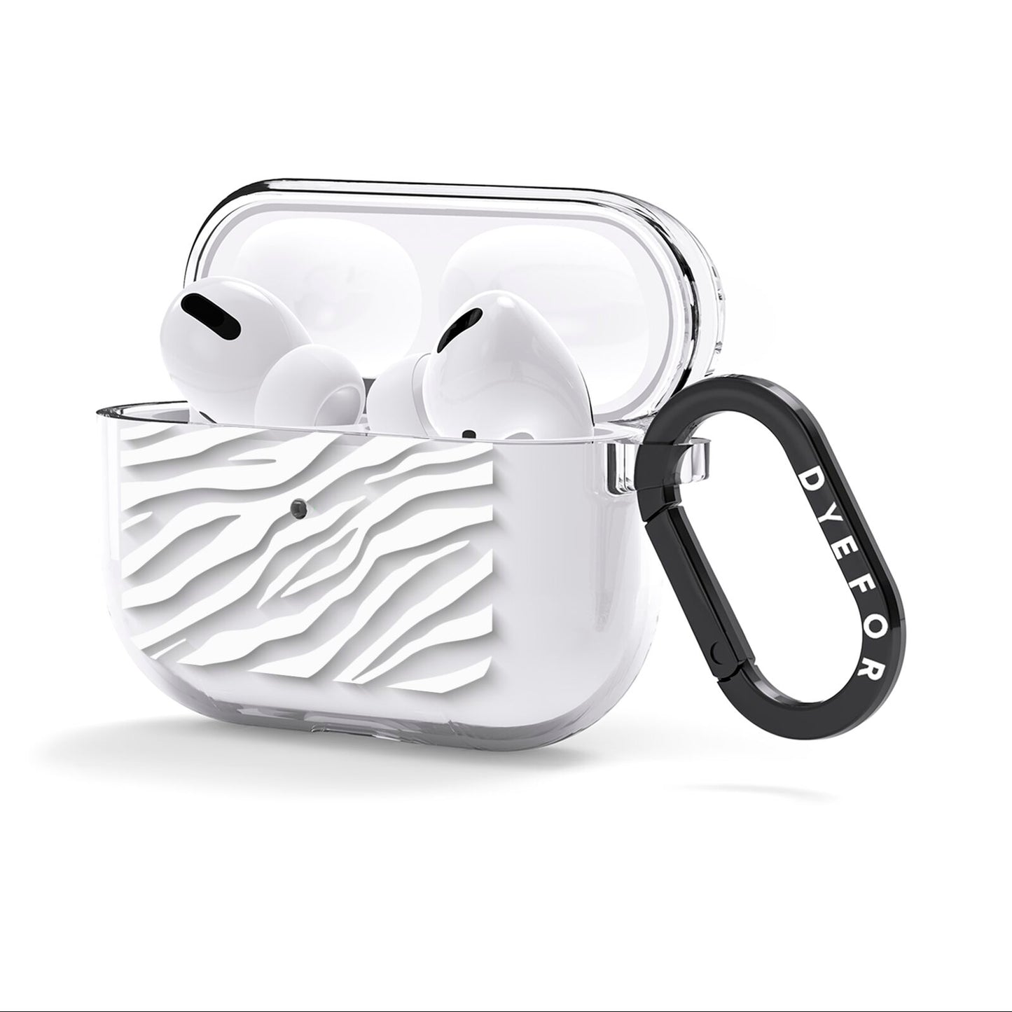 White Zebra Print AirPods Clear Case 3rd Gen Side Image