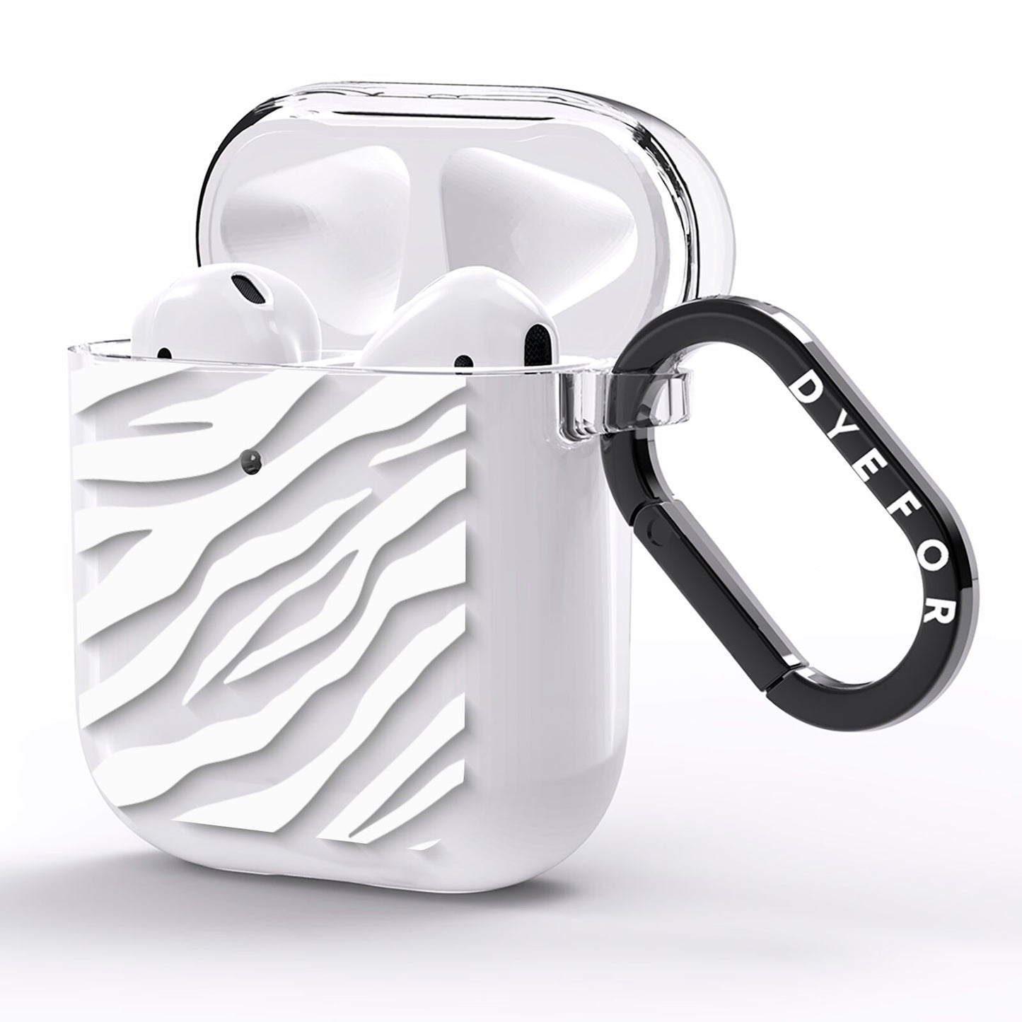 White Zebra Print AirPods Clear Case Side Image