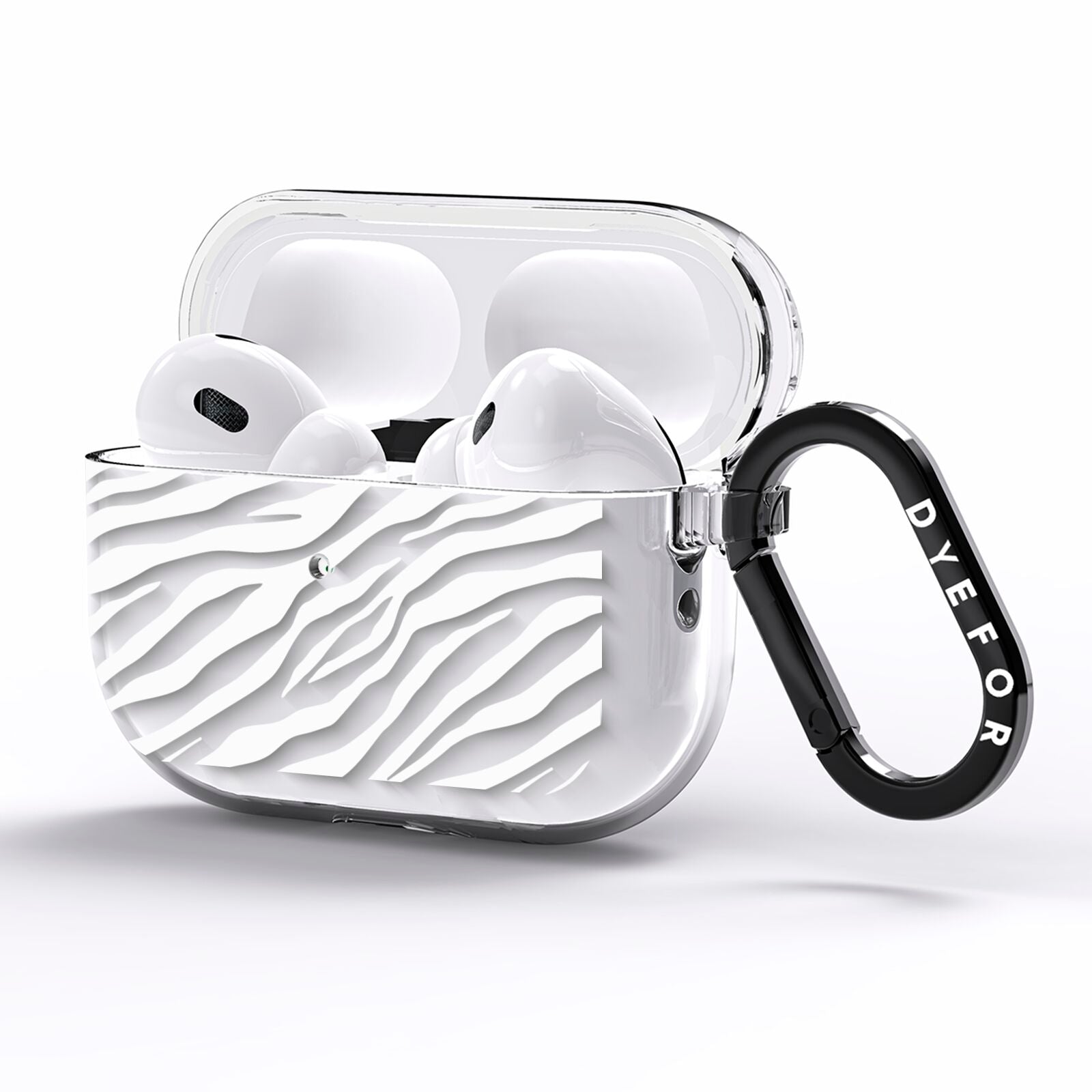 White Zebra Print AirPods Pro Clear Case Side Image