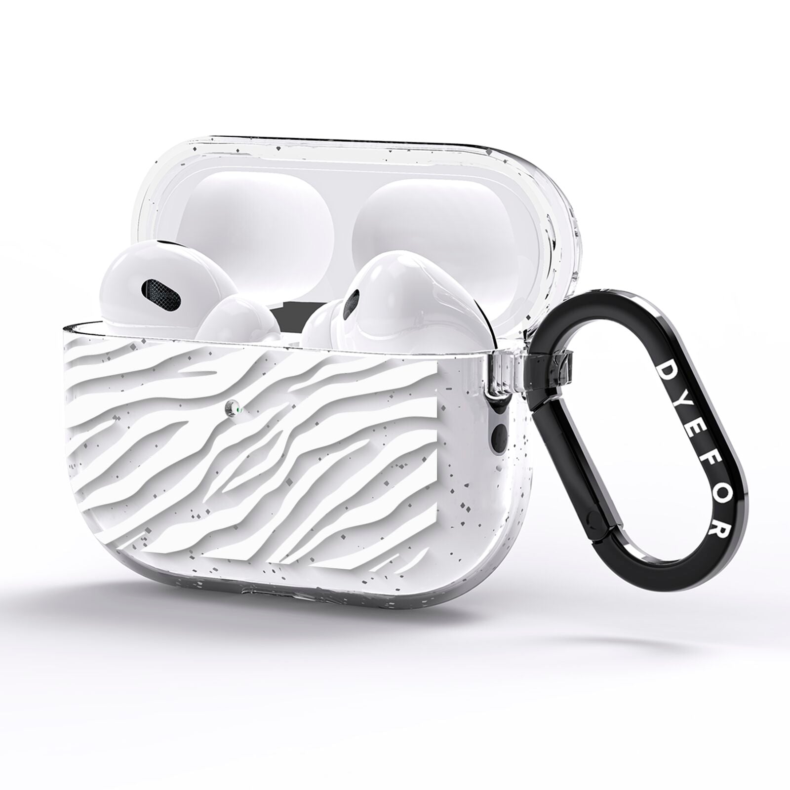 White Zebra Print AirPods Pro Glitter Case Side Image