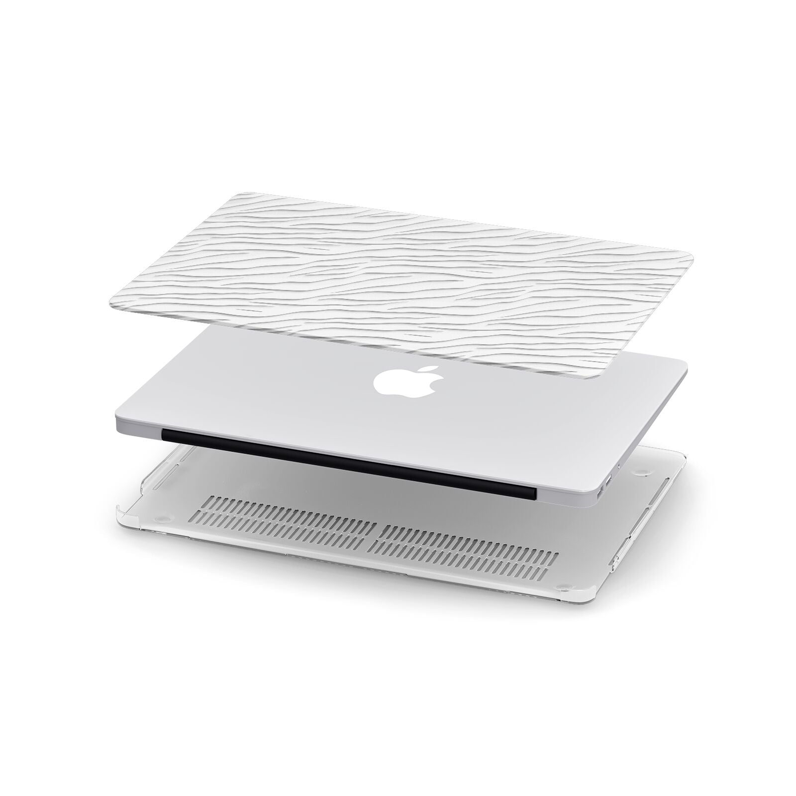 White Zebra Print Apple MacBook Case in Detail