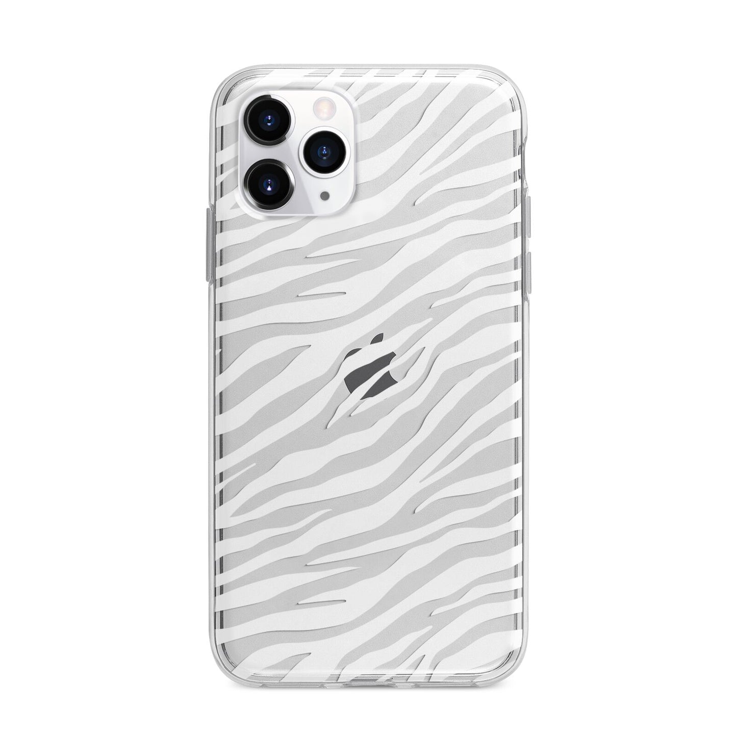 White Zebra Print Apple iPhone 11 Pro Max in Silver with Bumper Case