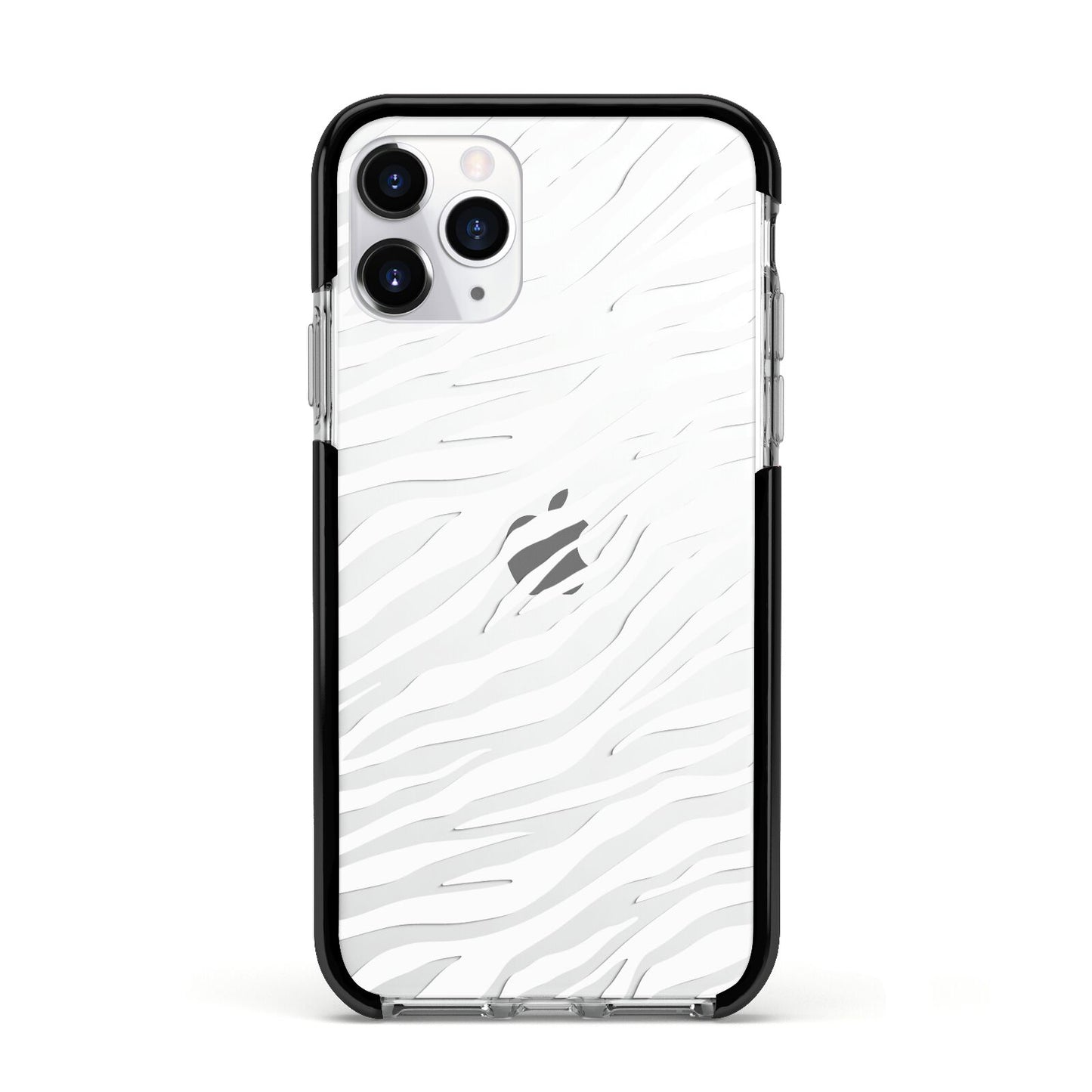 White Zebra Print Apple iPhone 11 Pro in Silver with Black Impact Case