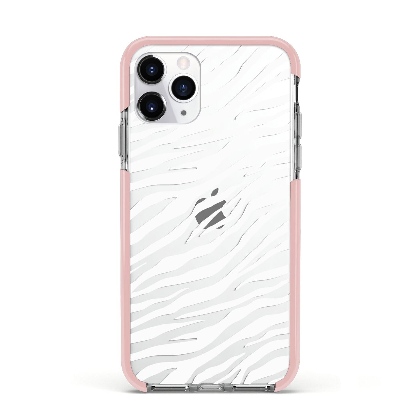 White Zebra Print Apple iPhone 11 Pro in Silver with Pink Impact Case