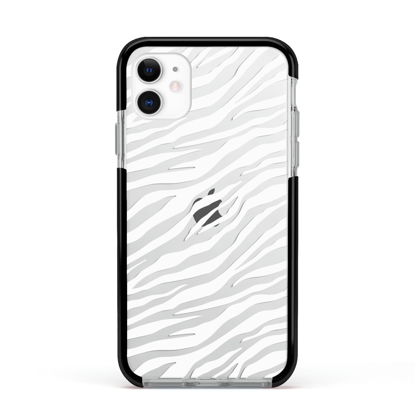 White Zebra Print Apple iPhone 11 in White with Black Impact Case