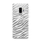 White Zebra Print Samsung Galaxy S9 Plus Case on Silver phone