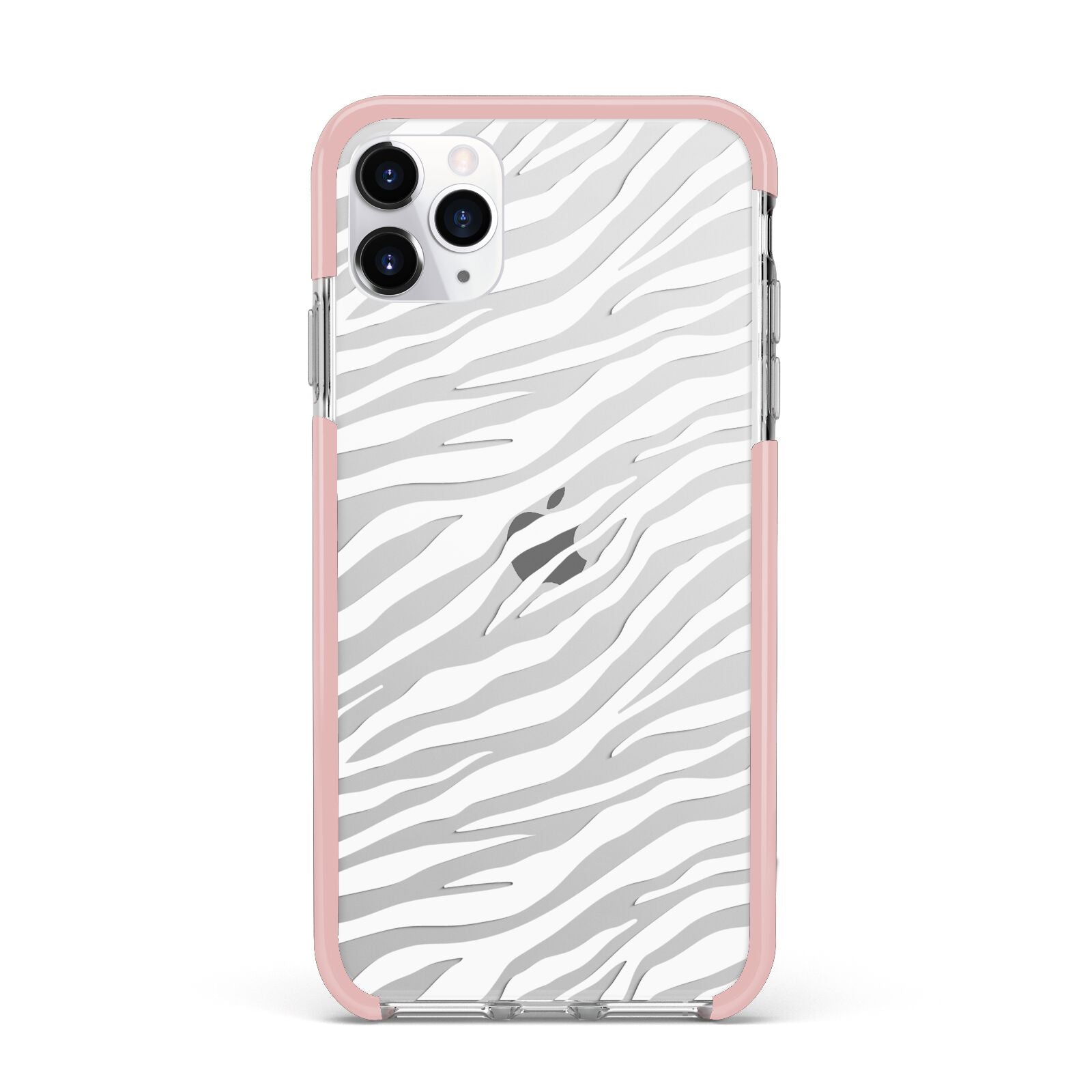 White Zebra Print iPhone 11 Pro Max Impact Pink Edge Case