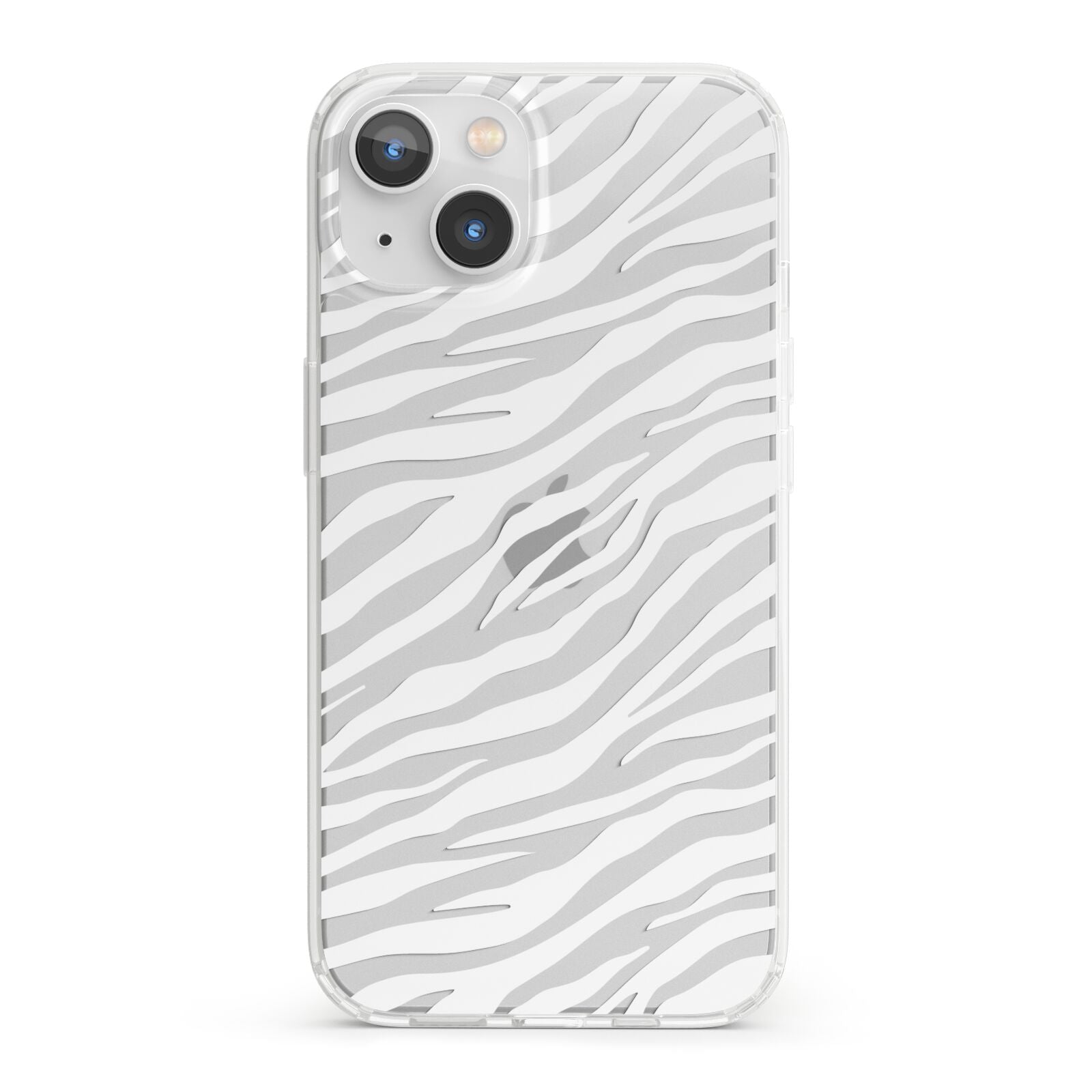 White Zebra Print iPhone 13 Clear Bumper Case