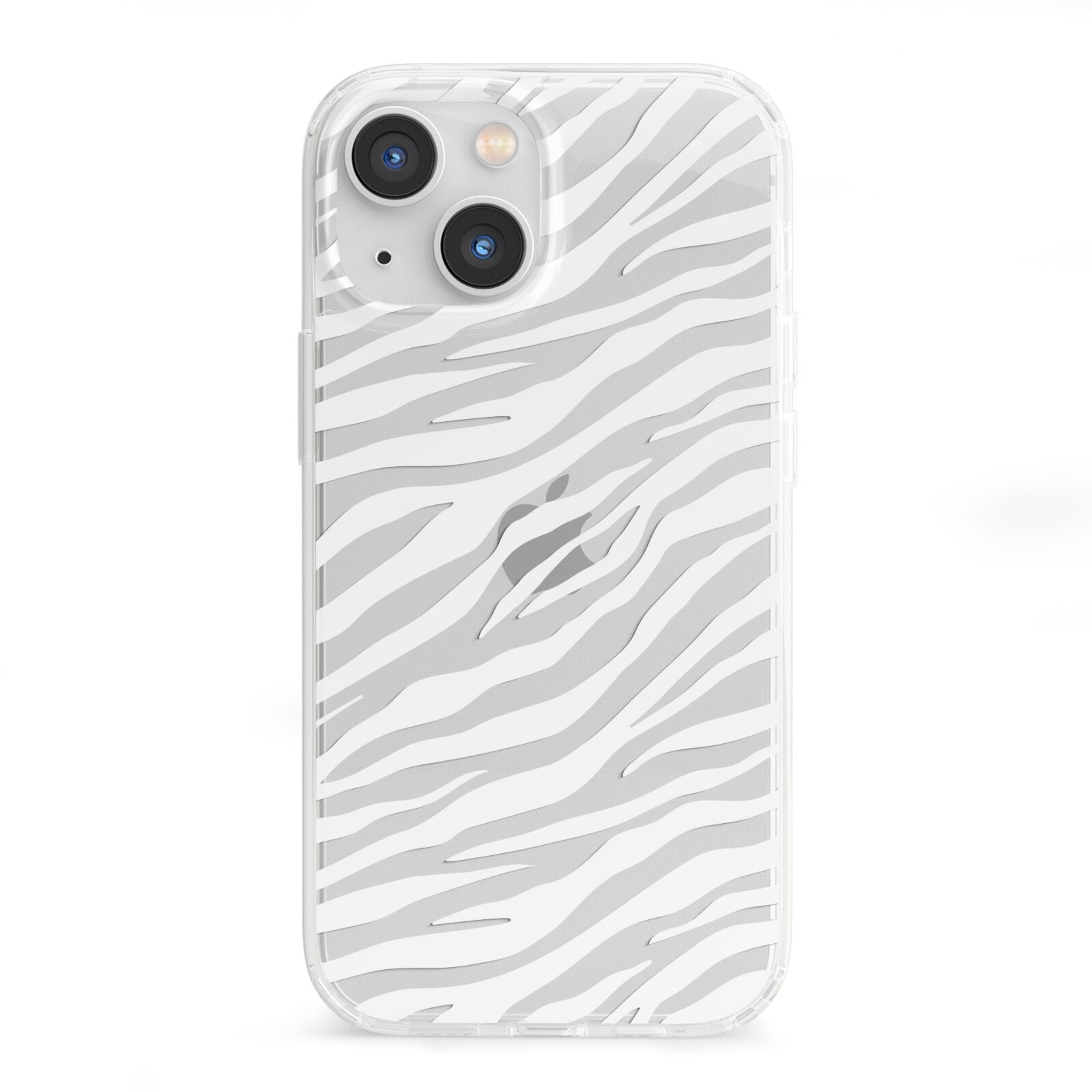 White Zebra Print iPhone 13 Mini Clear Bumper Case