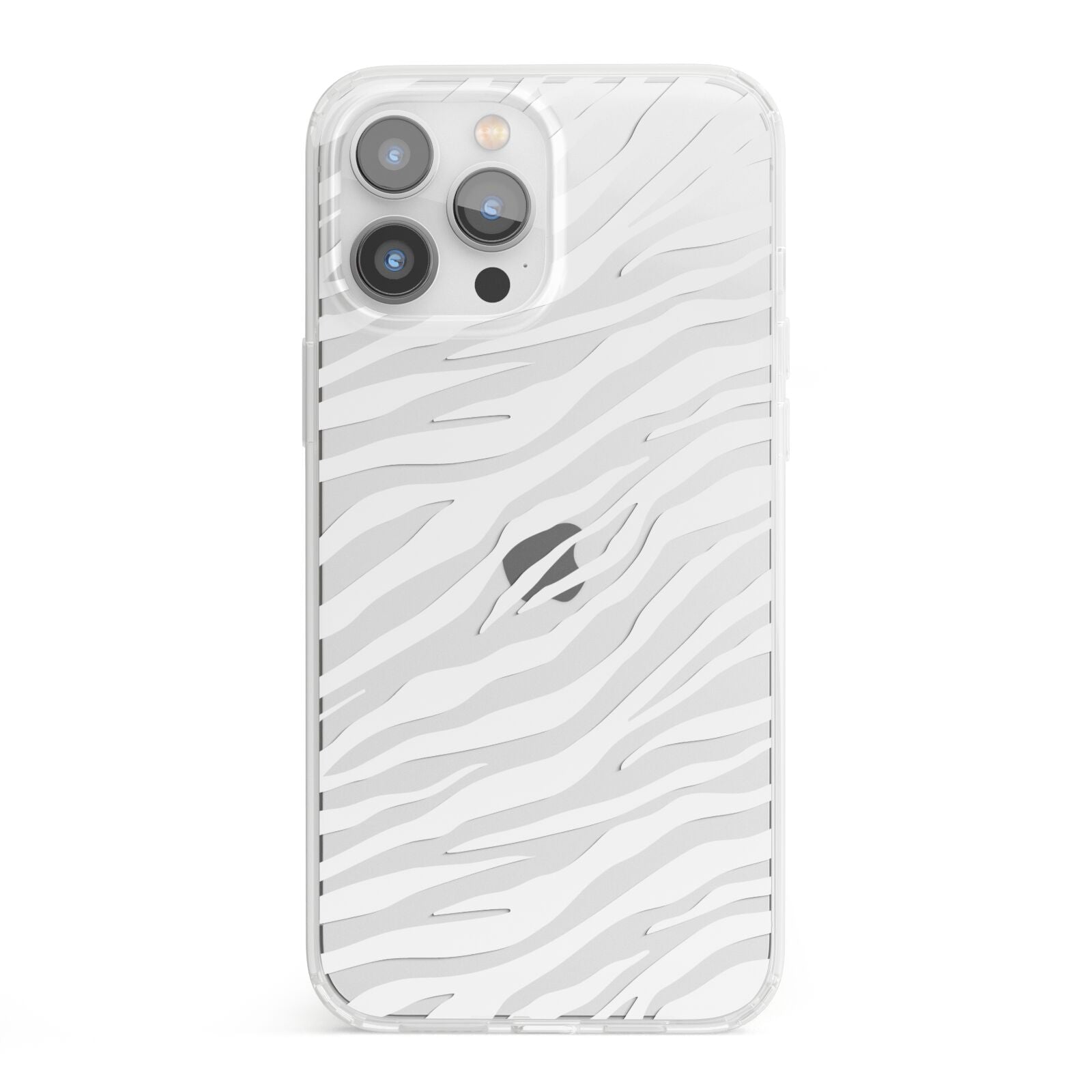 White Zebra Print iPhone 13 Pro Max Clear Bumper Case