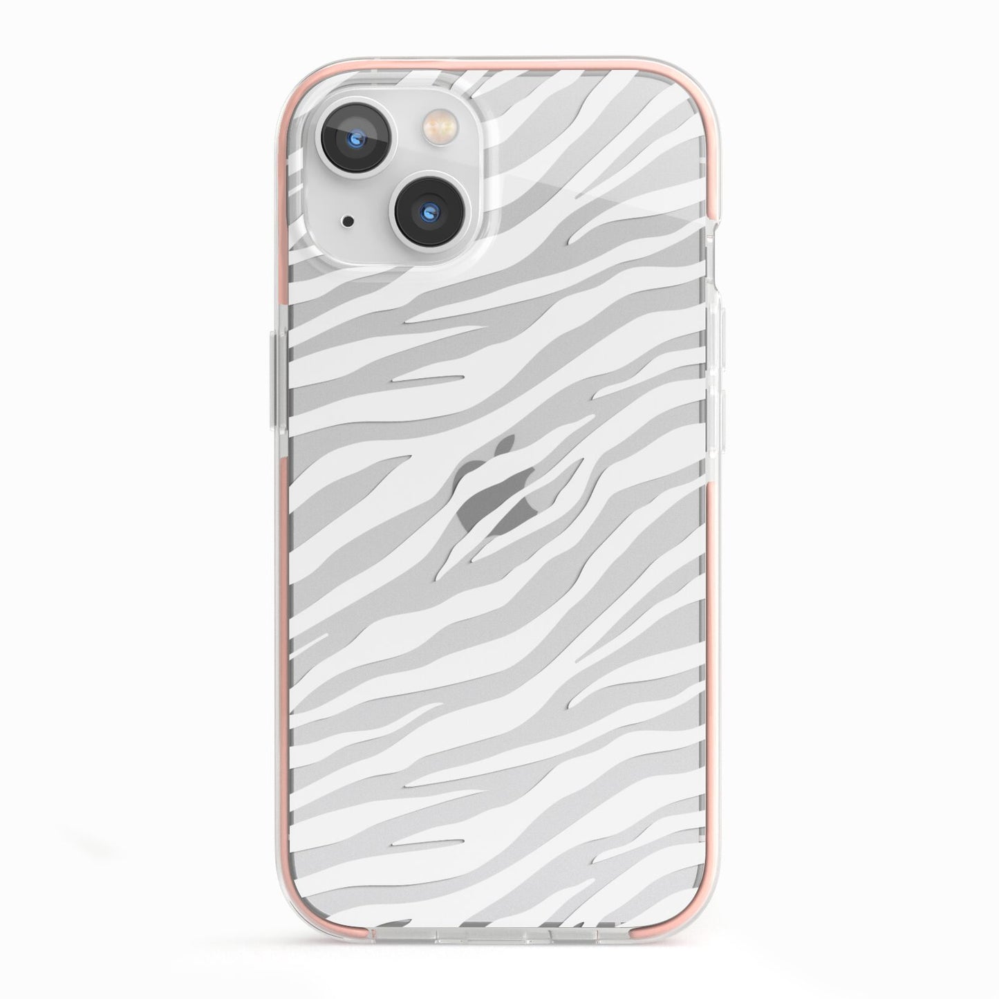 White Zebra Print iPhone 13 TPU Impact Case with Pink Edges