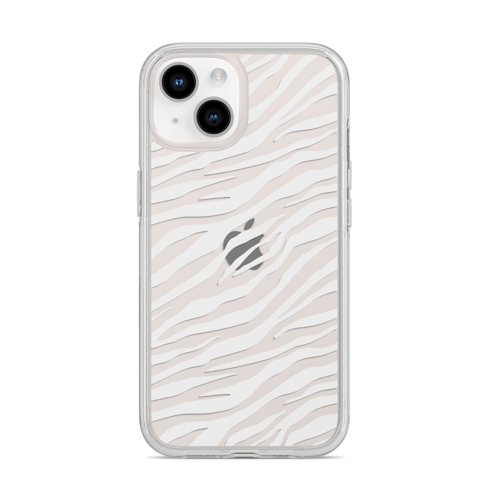 White Zebra Print iPhone 14 Clear Tough Case Starlight