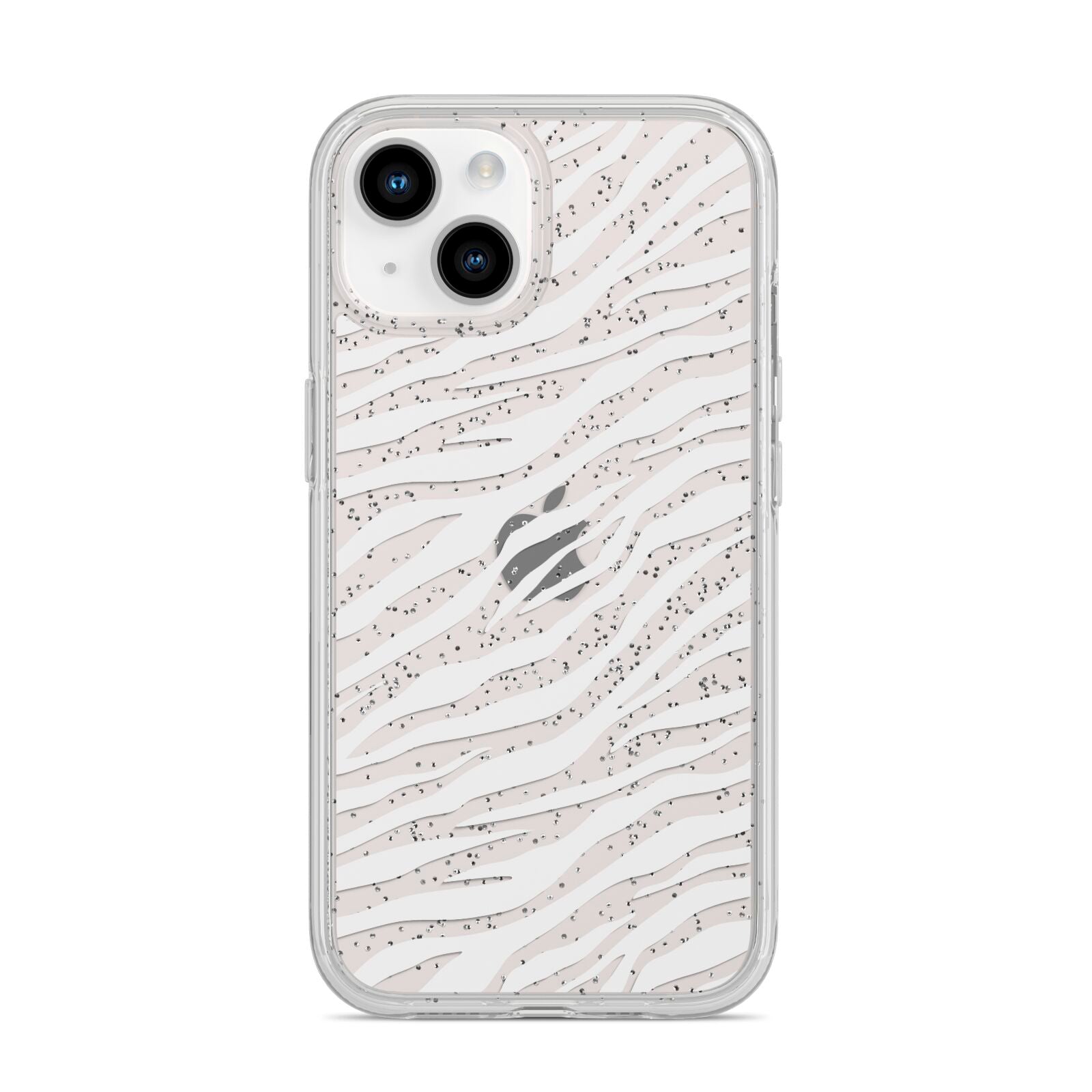 White Zebra Print iPhone 14 Glitter Tough Case Starlight