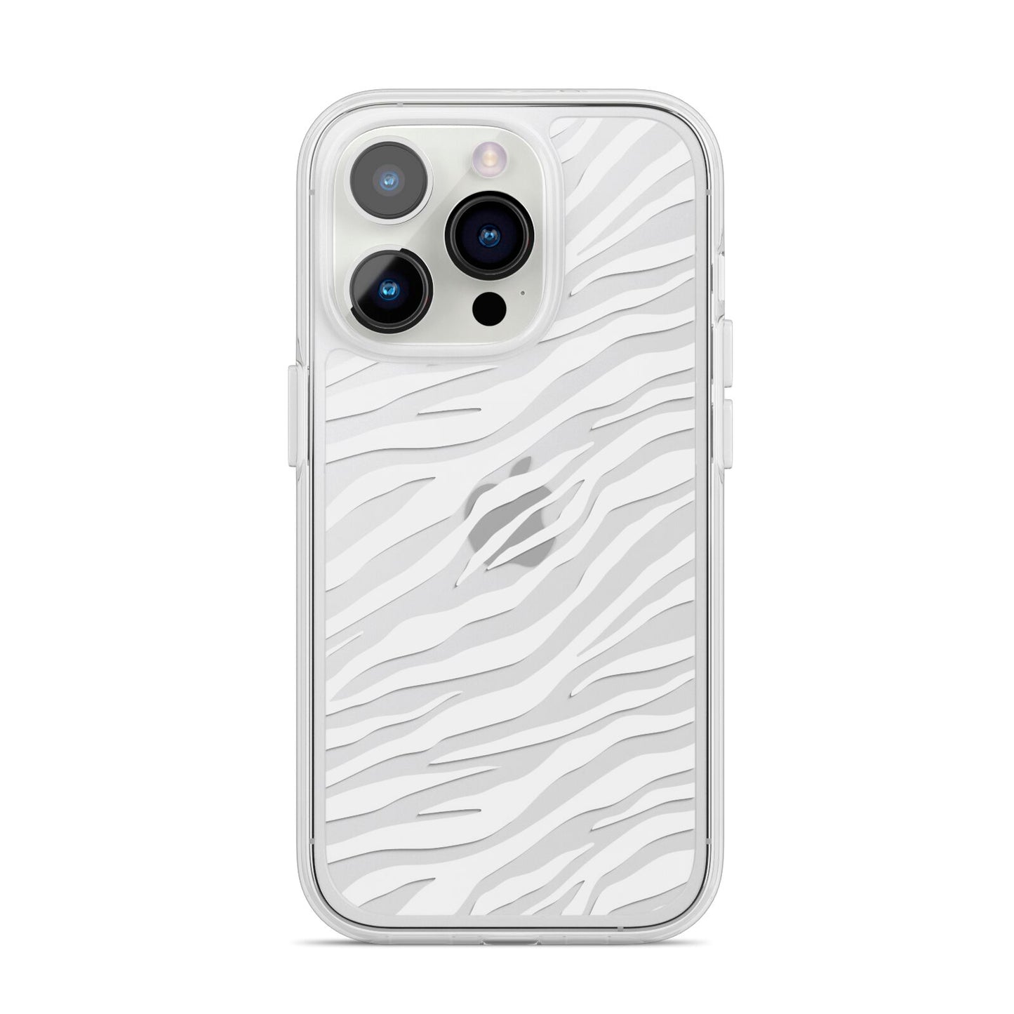 White Zebra Print iPhone 14 Pro Clear Tough Case Silver