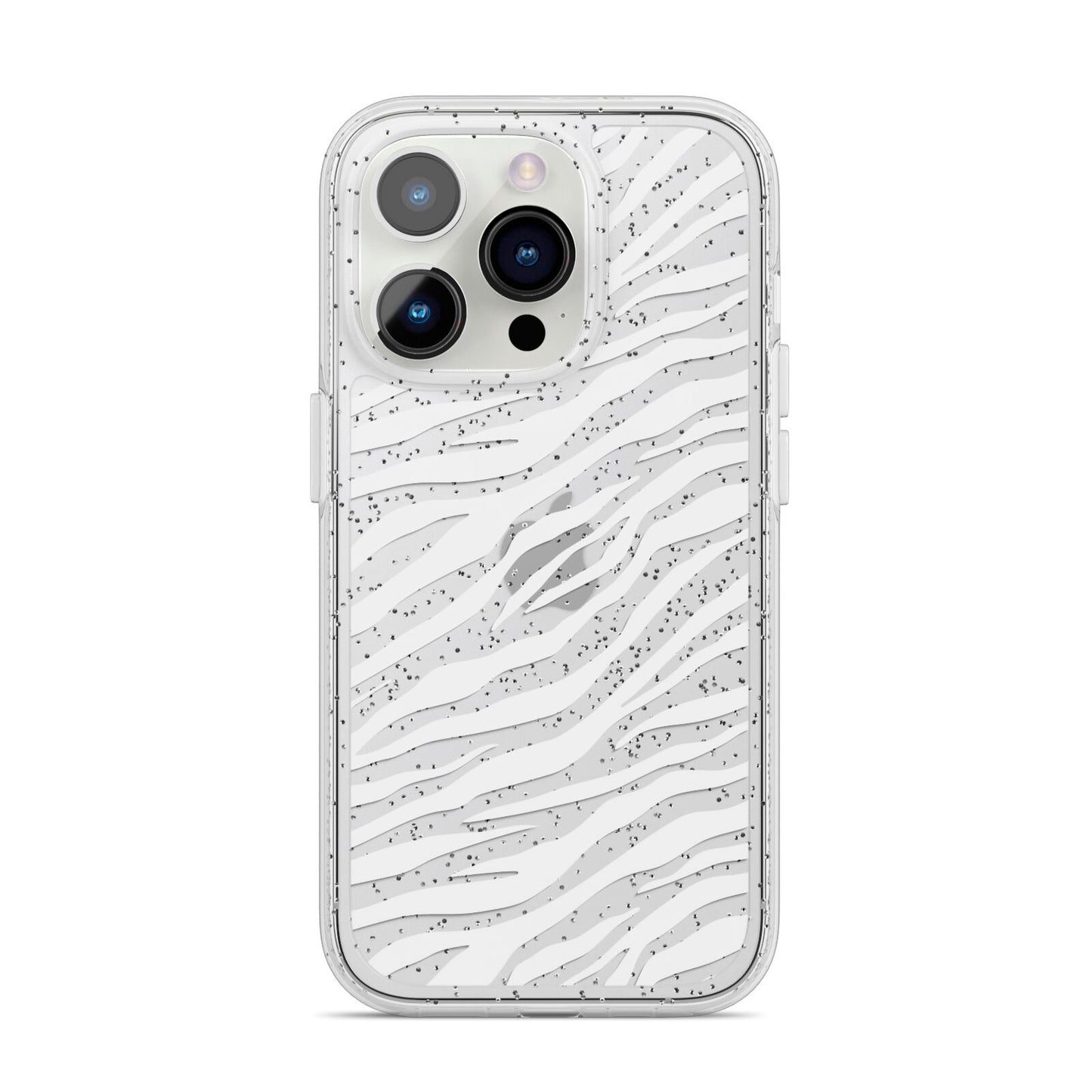 White Zebra Print iPhone 14 Pro Glitter Tough Case Silver