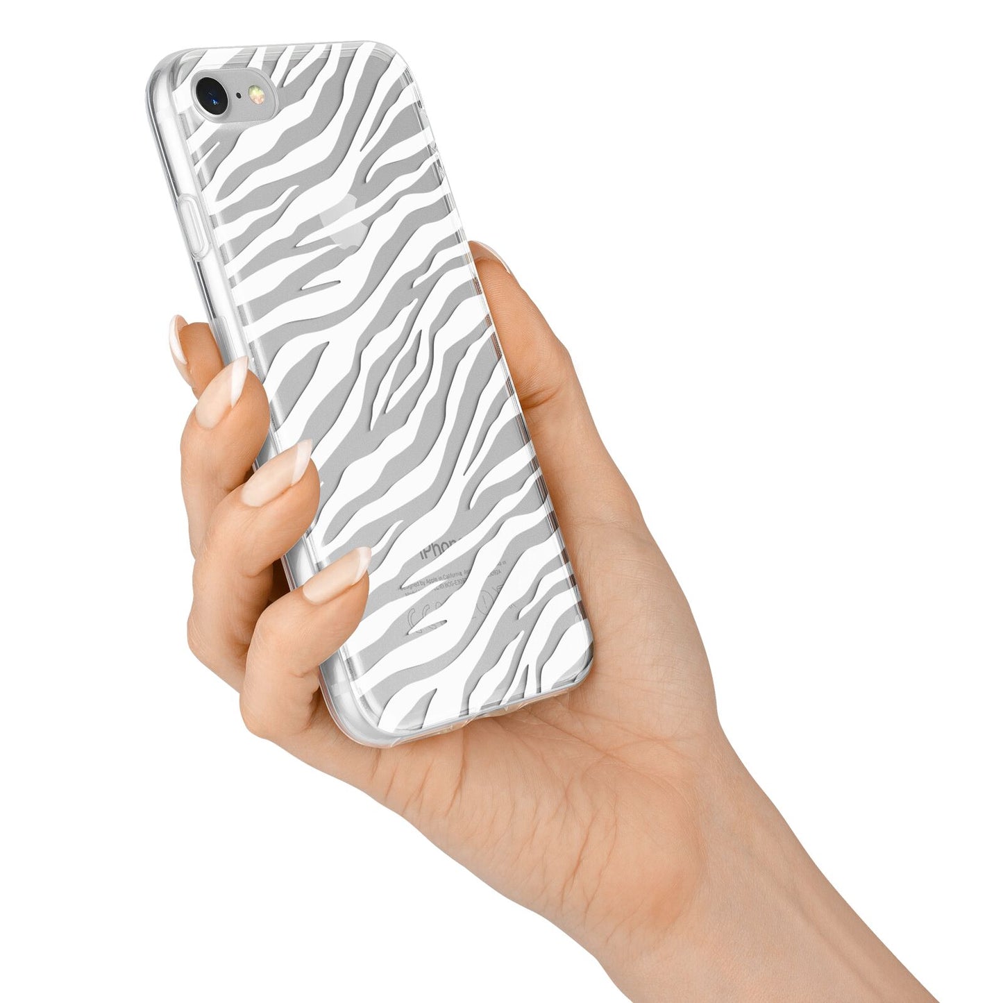 White Zebra Print iPhone 7 Bumper Case on Silver iPhone Alternative Image