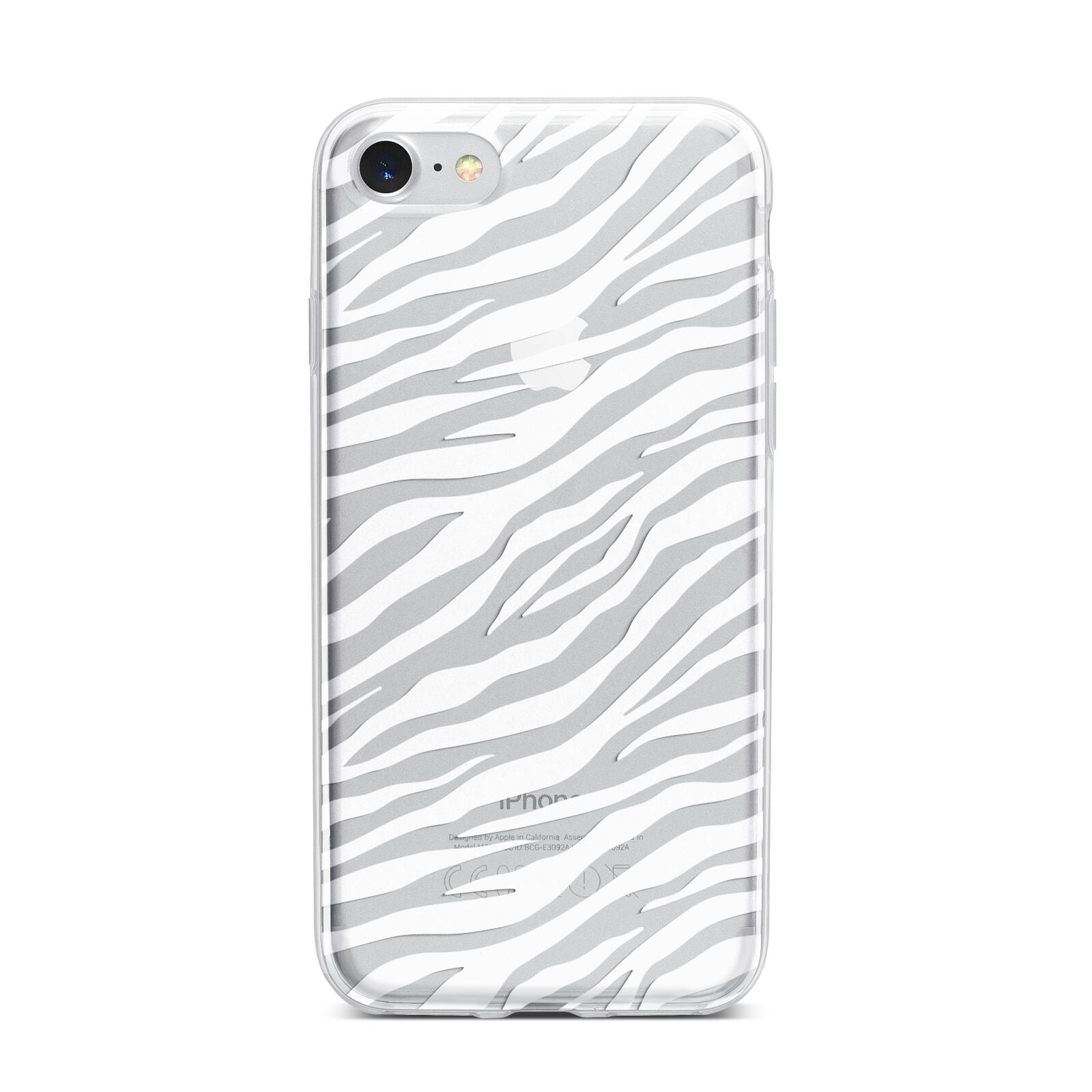 White Zebra Print iPhone 7 Bumper Case on Silver iPhone