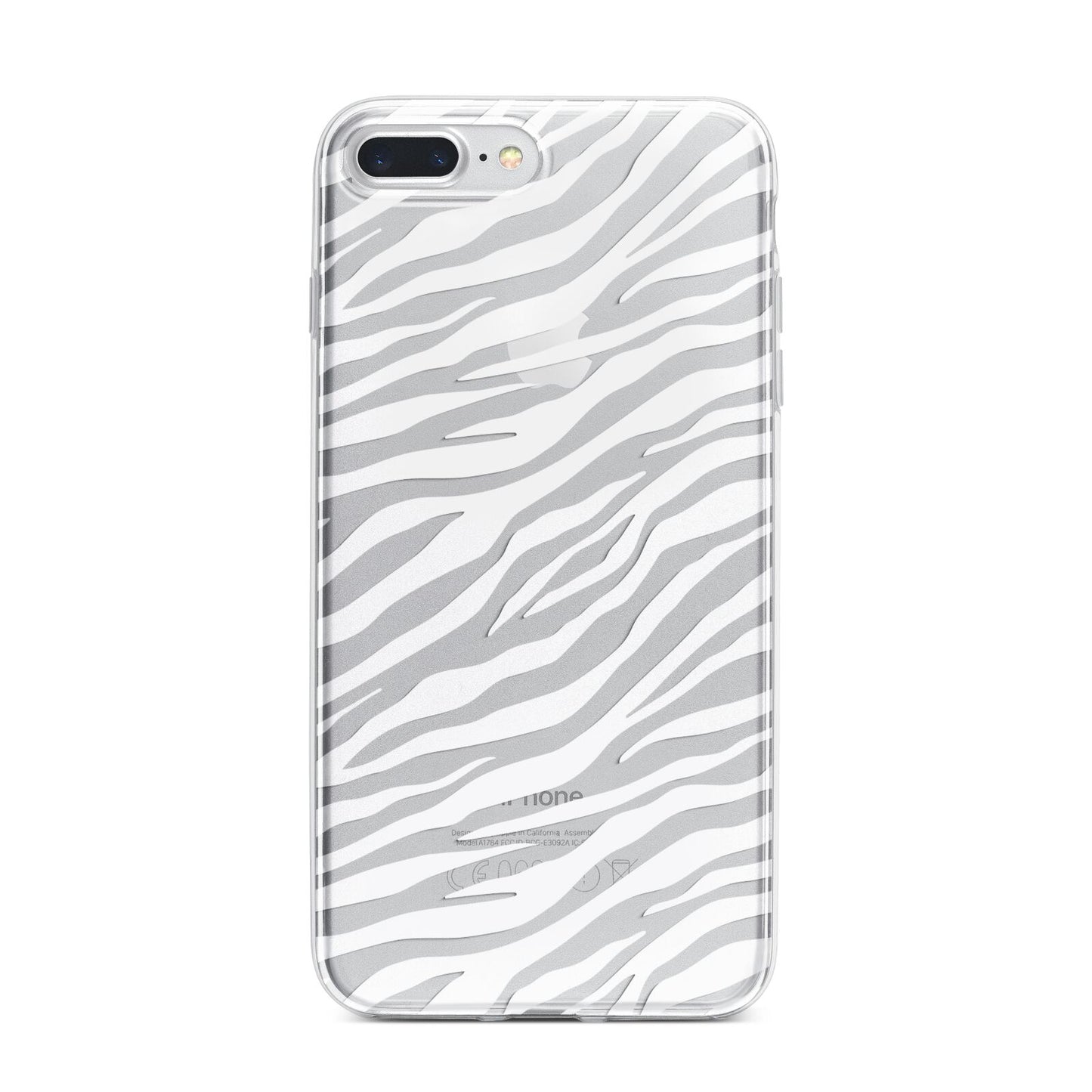 White Zebra Print iPhone 7 Plus Bumper Case on Silver iPhone