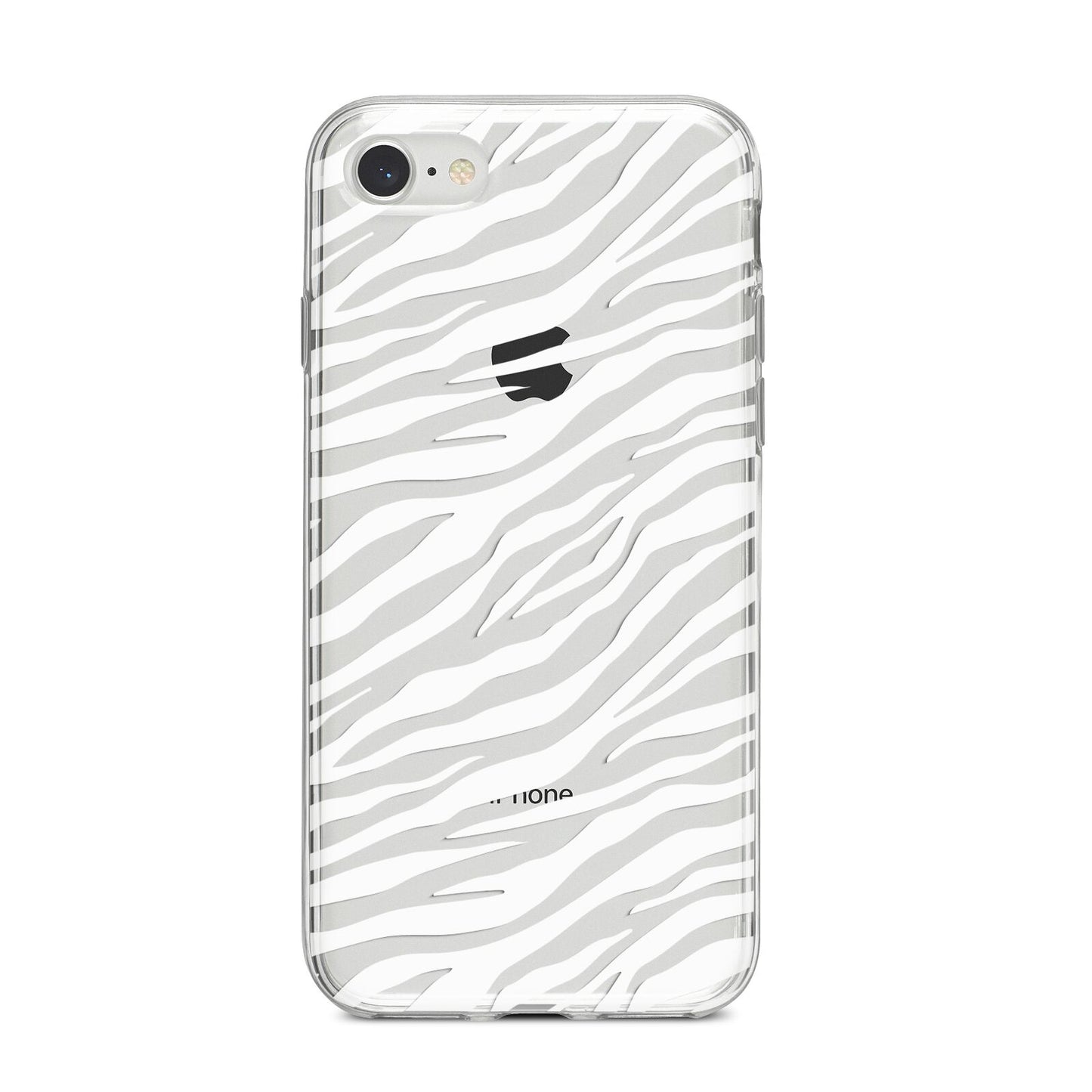 White Zebra Print iPhone 8 Bumper Case on Silver iPhone