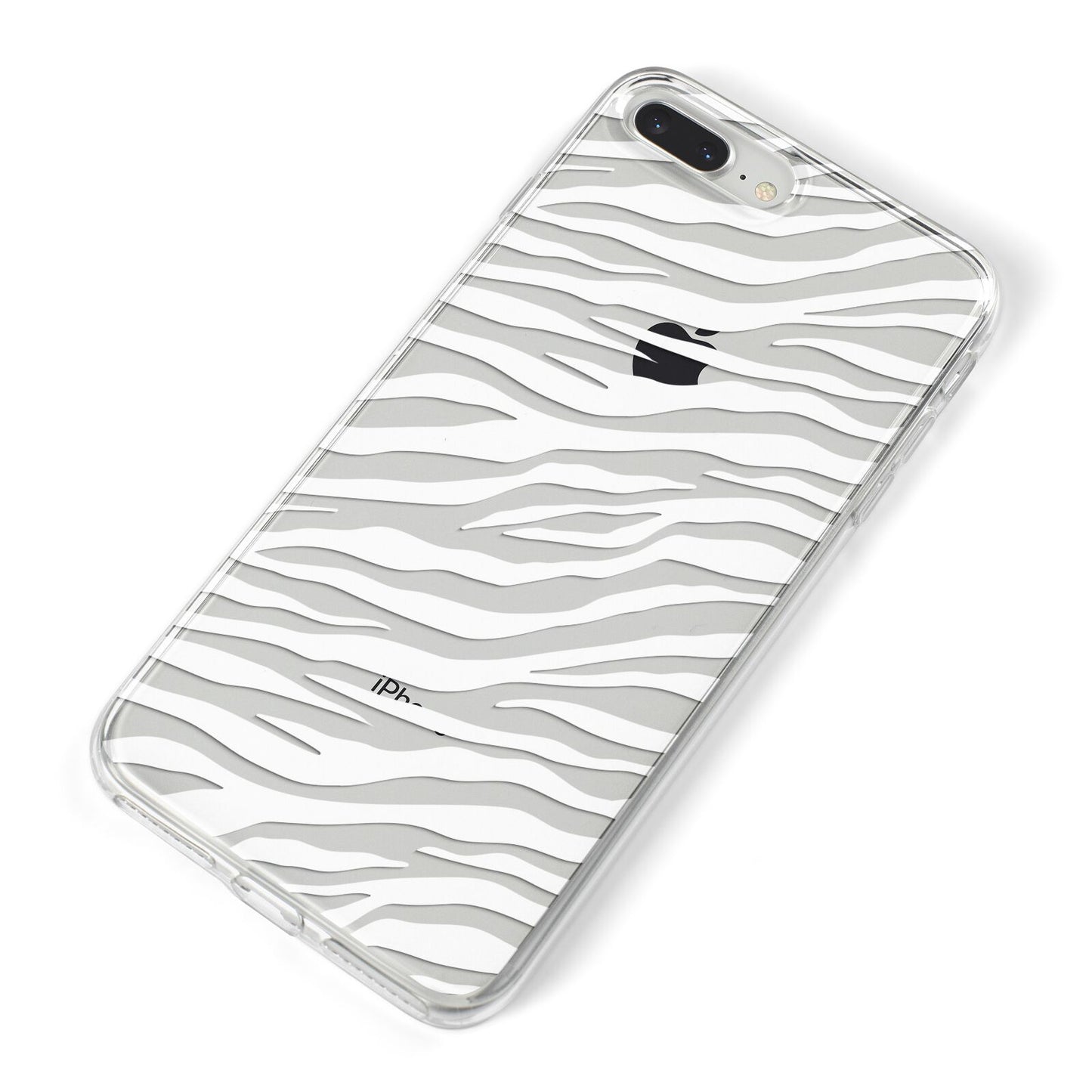 White Zebra Print iPhone 8 Plus Bumper Case on Silver iPhone Alternative Image