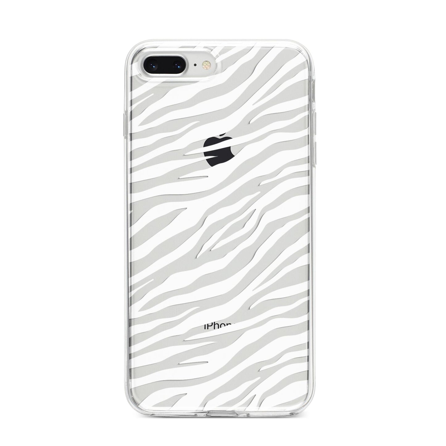 White Zebra Print iPhone 8 Plus Bumper Case on Silver iPhone