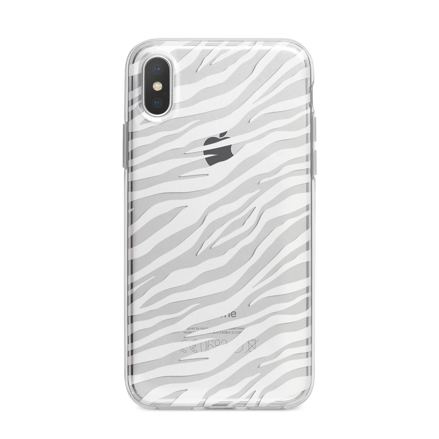 White Zebra Print iPhone X Bumper Case on Silver iPhone Alternative Image 1