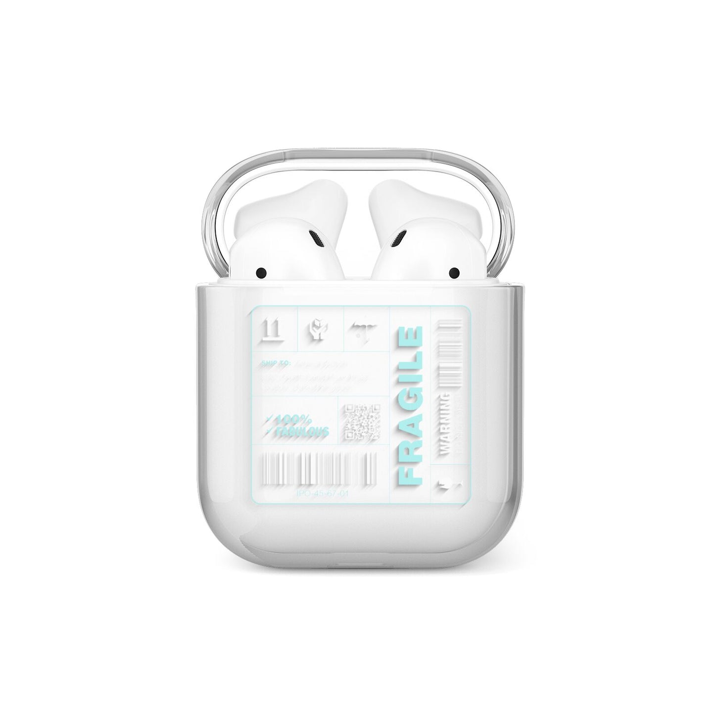 White and Blue Parcel Label with Name AirPods Case