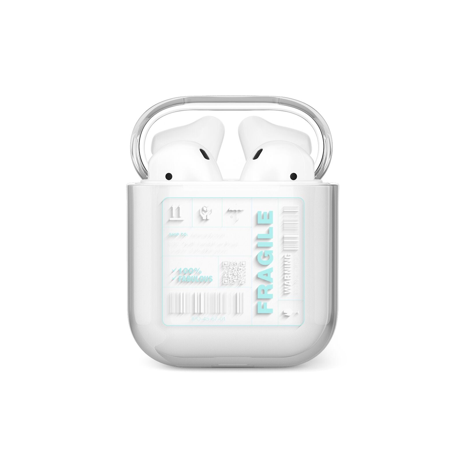 White and Blue Parcel Label with Name AirPods Case