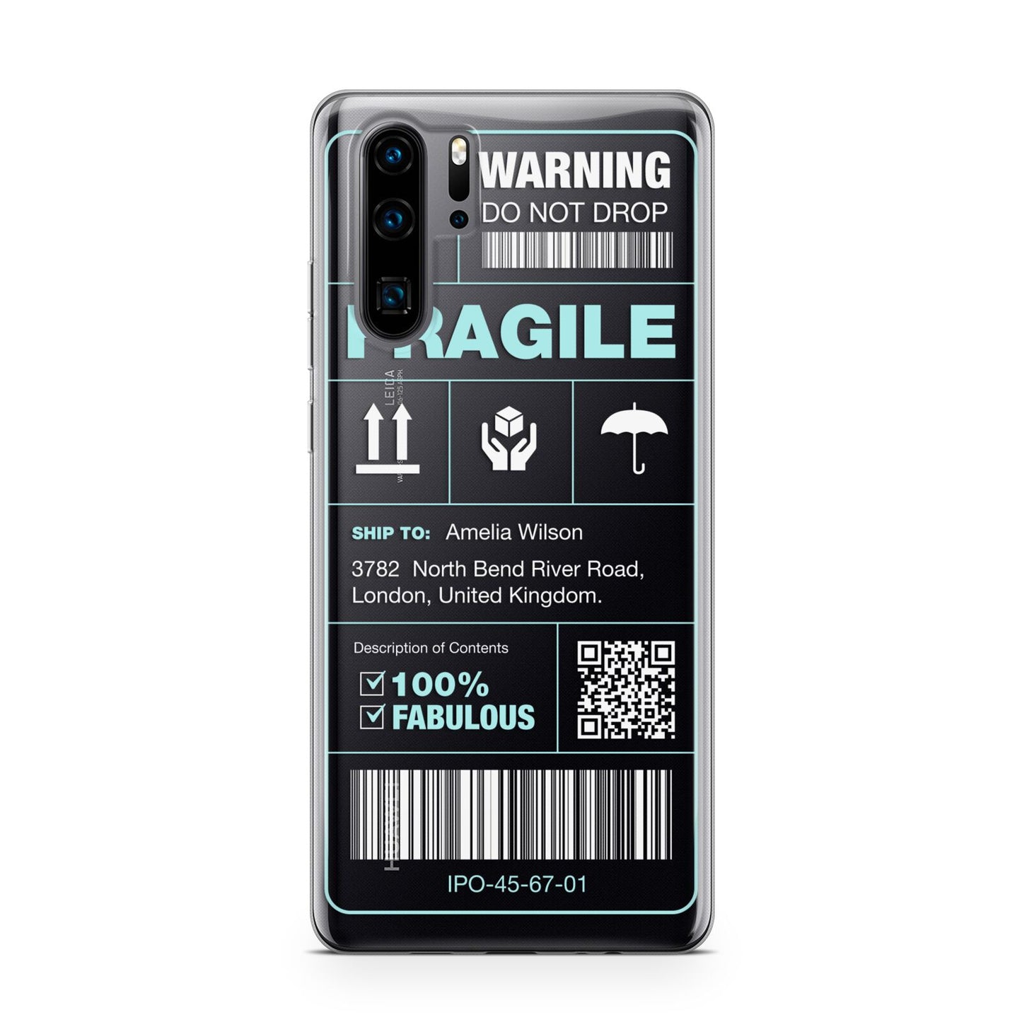 White and Blue Parcel Label with Name Huawei P30 Pro Phone Case