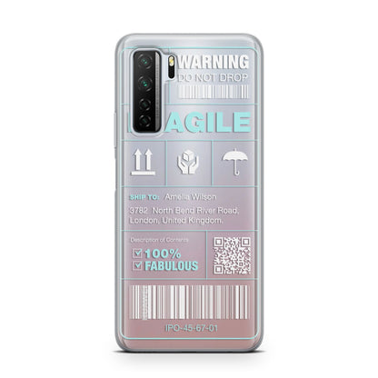 White and Blue Parcel Label with Name Huawei P40 Lite 5G Phone Case