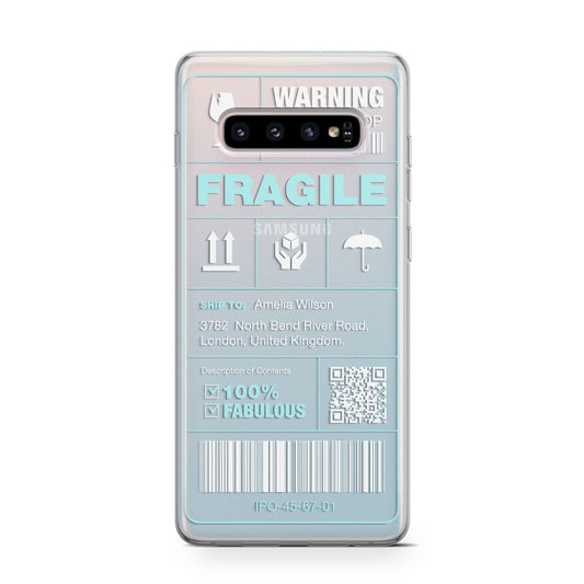 White and Blue Parcel Label with Name Protective Samsung Galaxy Case