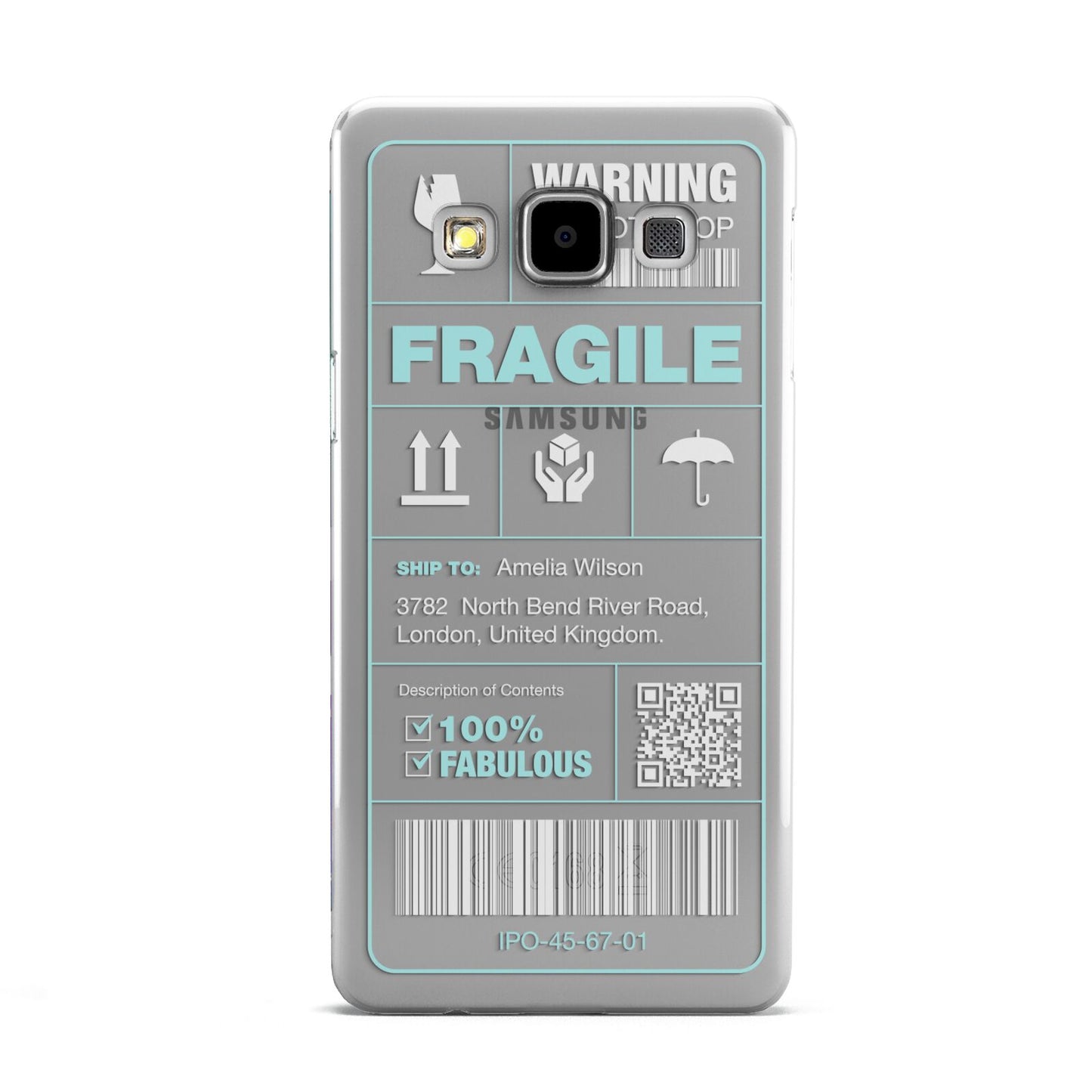 White and Blue Parcel Label with Name Samsung Galaxy A5 Case