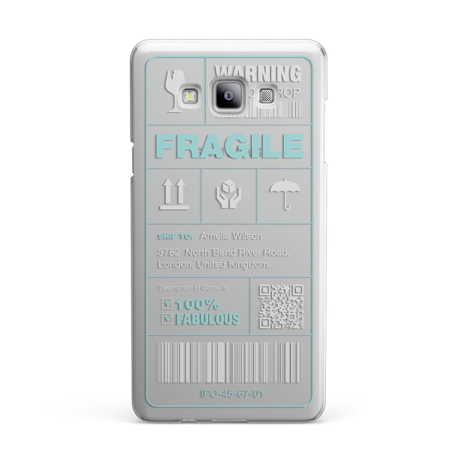 White and Blue Parcel Label with Name Samsung Galaxy A7 2015 Case