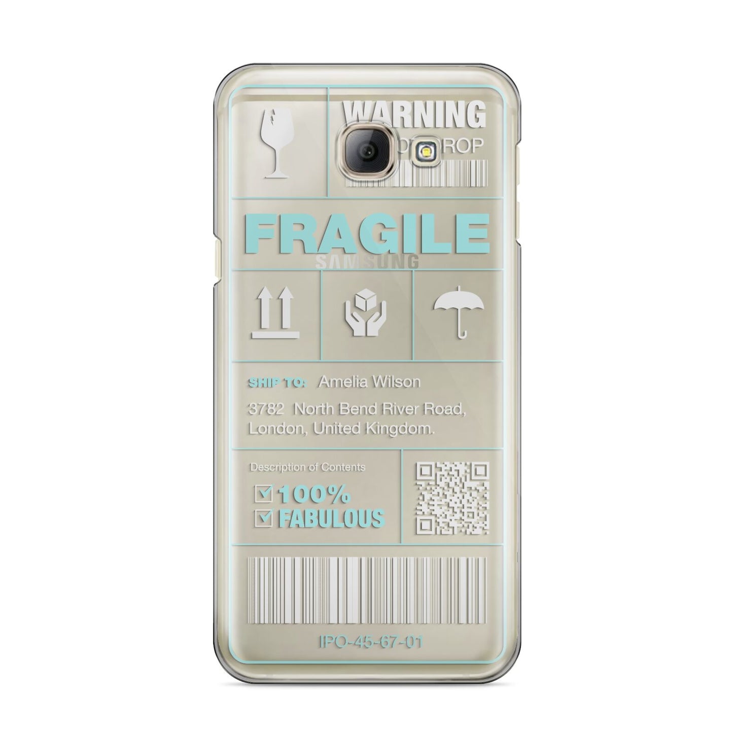 White and Blue Parcel Label with Name Samsung Galaxy A8 2016 Case