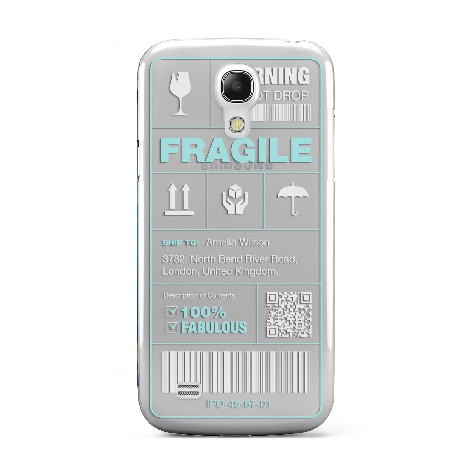 White and Blue Parcel Label with Name Samsung Galaxy S4 Mini Case