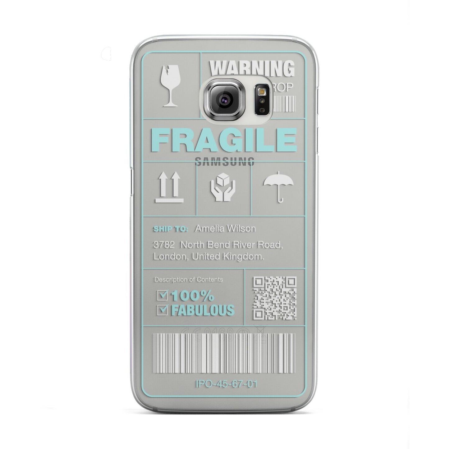 White and Blue Parcel Label with Name Samsung Galaxy S6 Edge Case