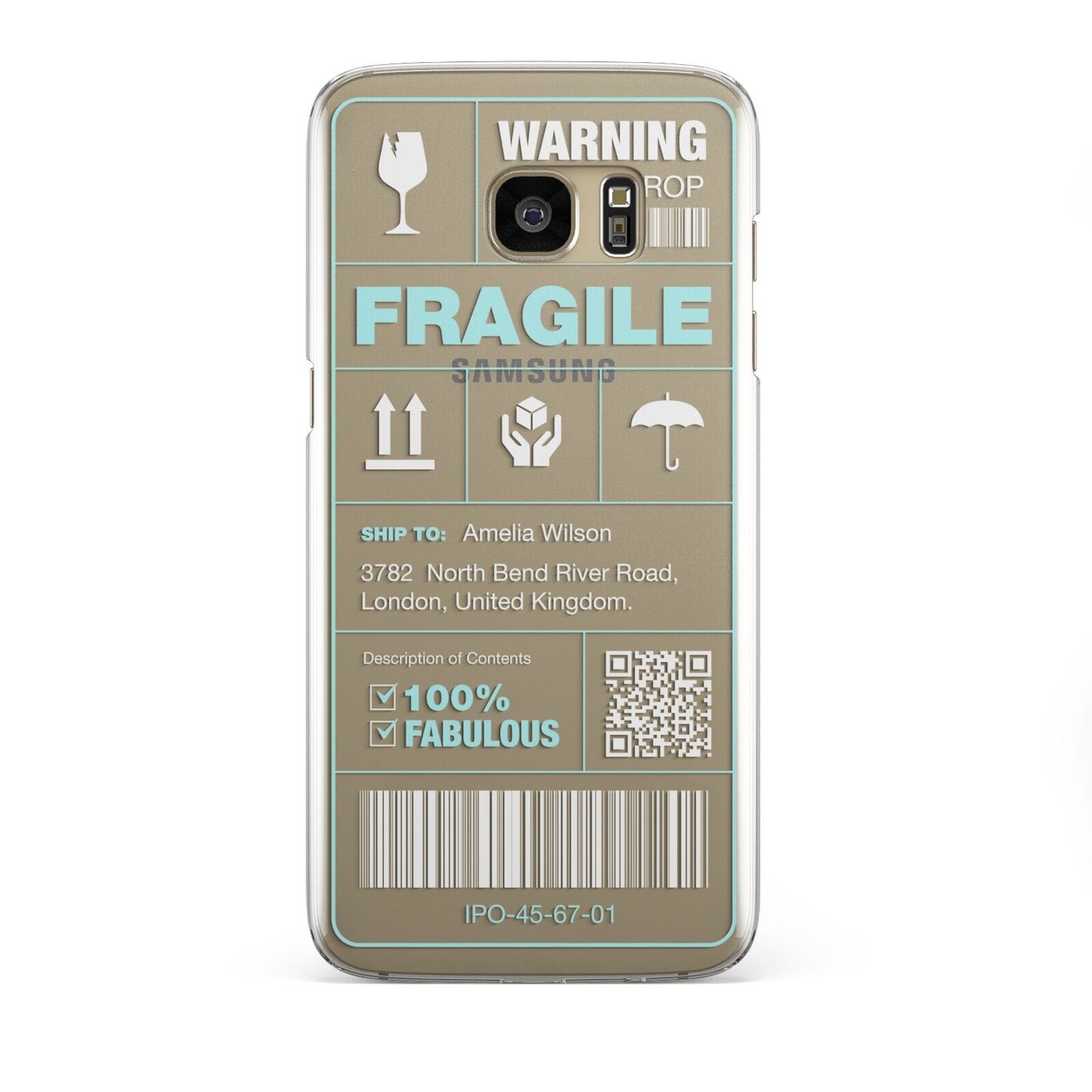 White and Blue Parcel Label with Name Samsung Galaxy S7 Edge Case