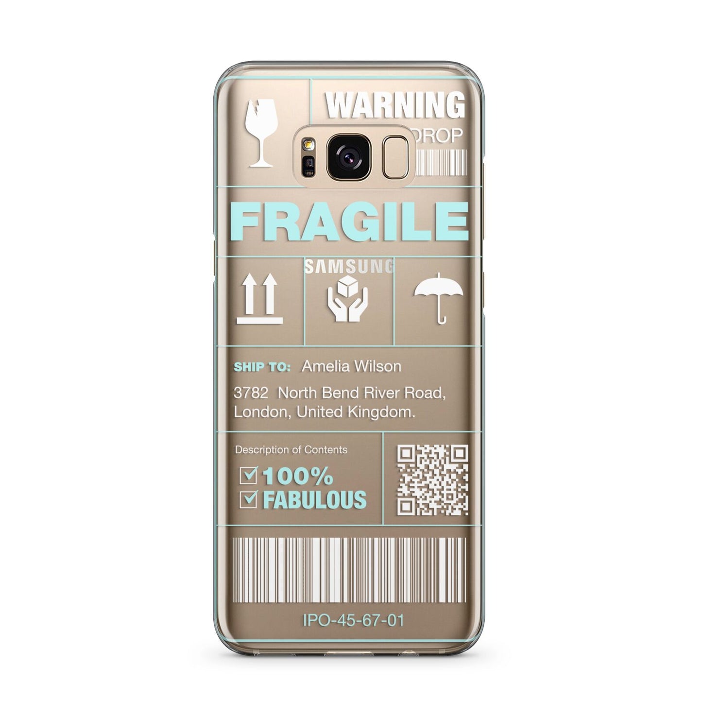 White and Blue Parcel Label with Name Samsung Galaxy S8 Plus Case