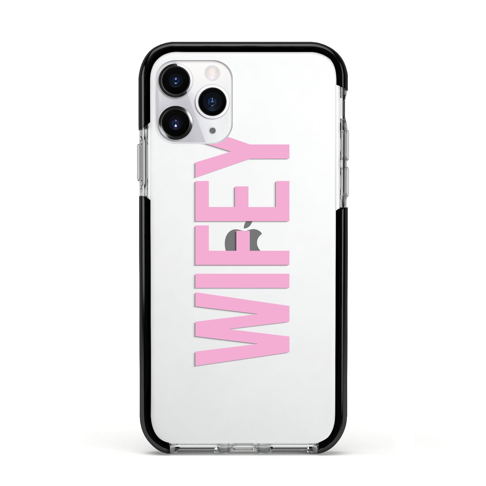 Wifey Pink Apple iPhone 11 Pro in Silver with Black Impact Case
