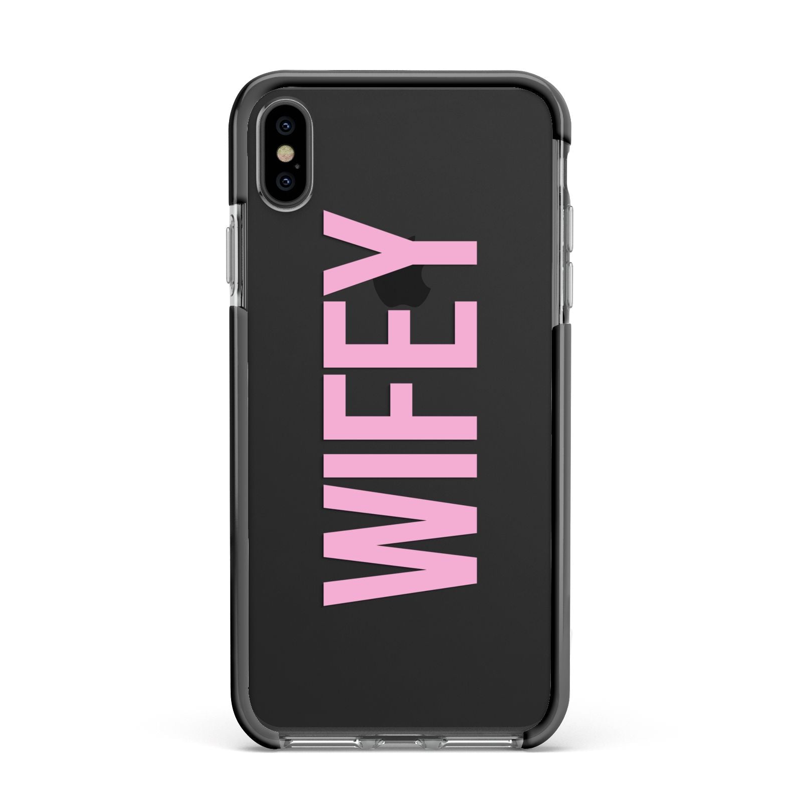 Wifey Pink Apple iPhone Xs Max Impact Case Black Edge on Black Phone