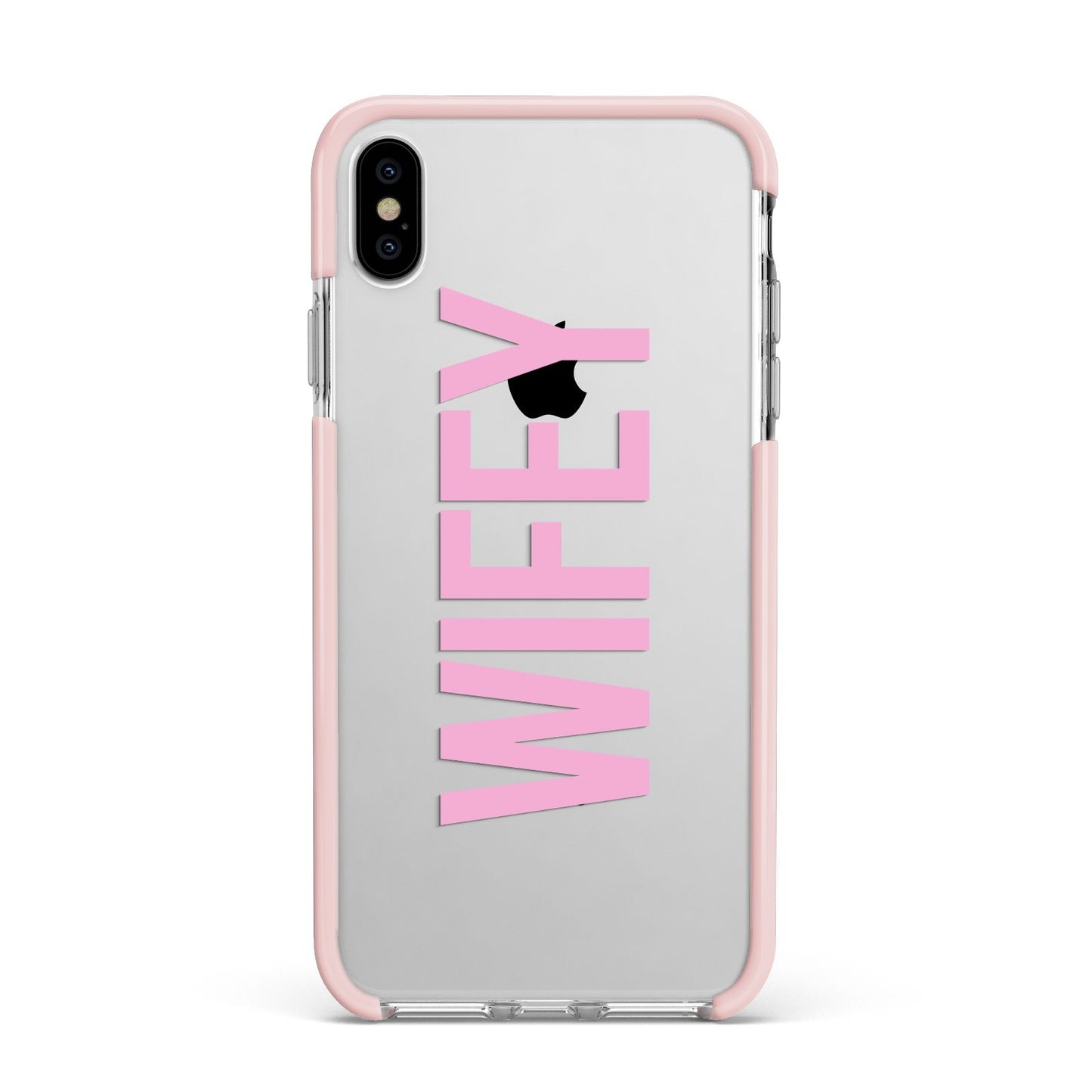 Wifey Pink Apple iPhone Xs Max Impact Case Pink Edge on Silver Phone