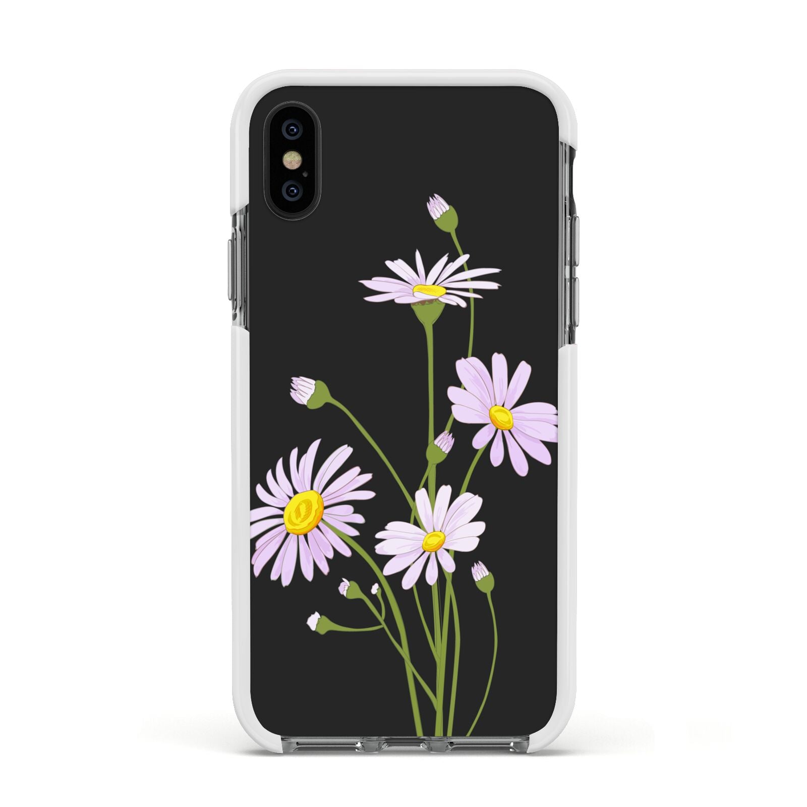 Wild Daisies Apple iPhone Xs Impact Case White Edge on Black Phone