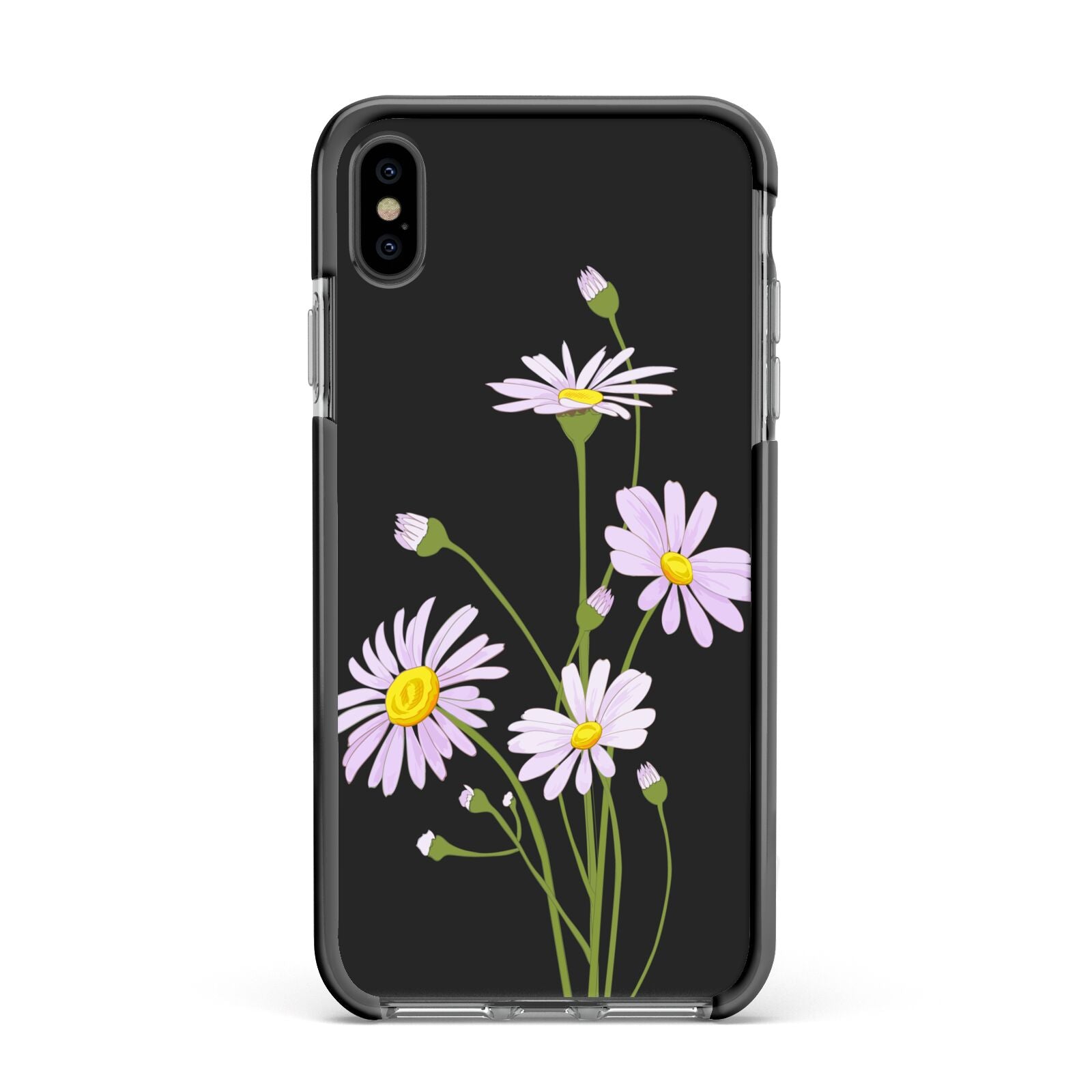 Wild Daisies Apple iPhone Xs Max Impact Case Black Edge on Black Phone